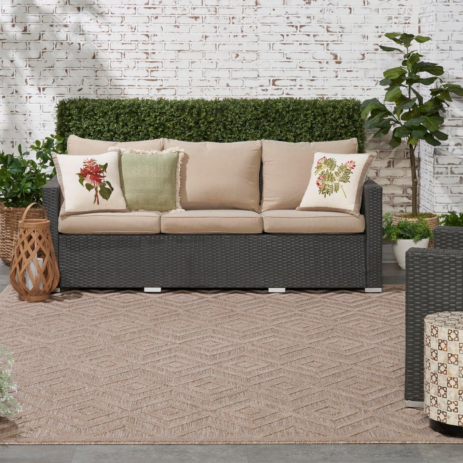 Nourison Versatile 9' x 12' Natural Beige Modern Indoor/Outdoor Rug