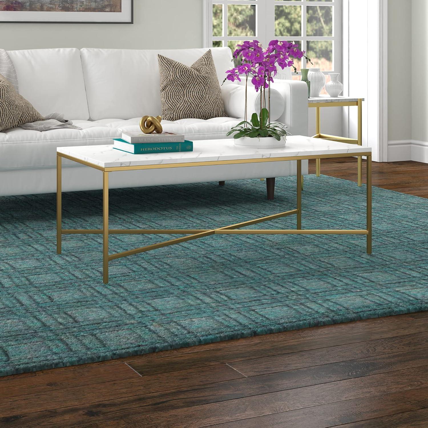 Henn&Hart Brass Coffee Table with Glass Top