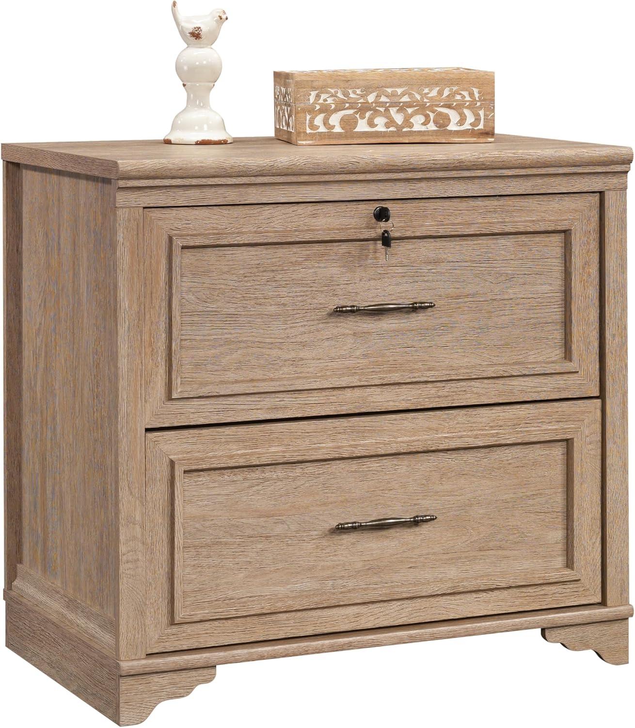 Brushed Oak 2-Drawer Lockable Lateral File Cabinet