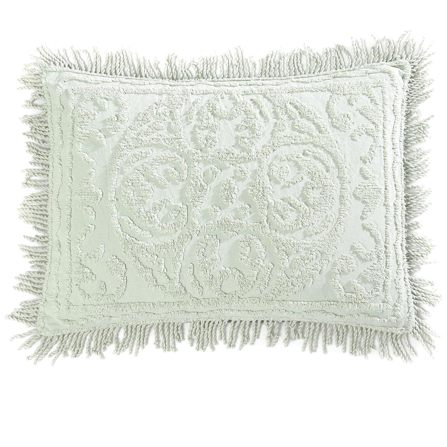 Collections Etc Luxurious Medallion Chenille Fringe Border Pillow Sham