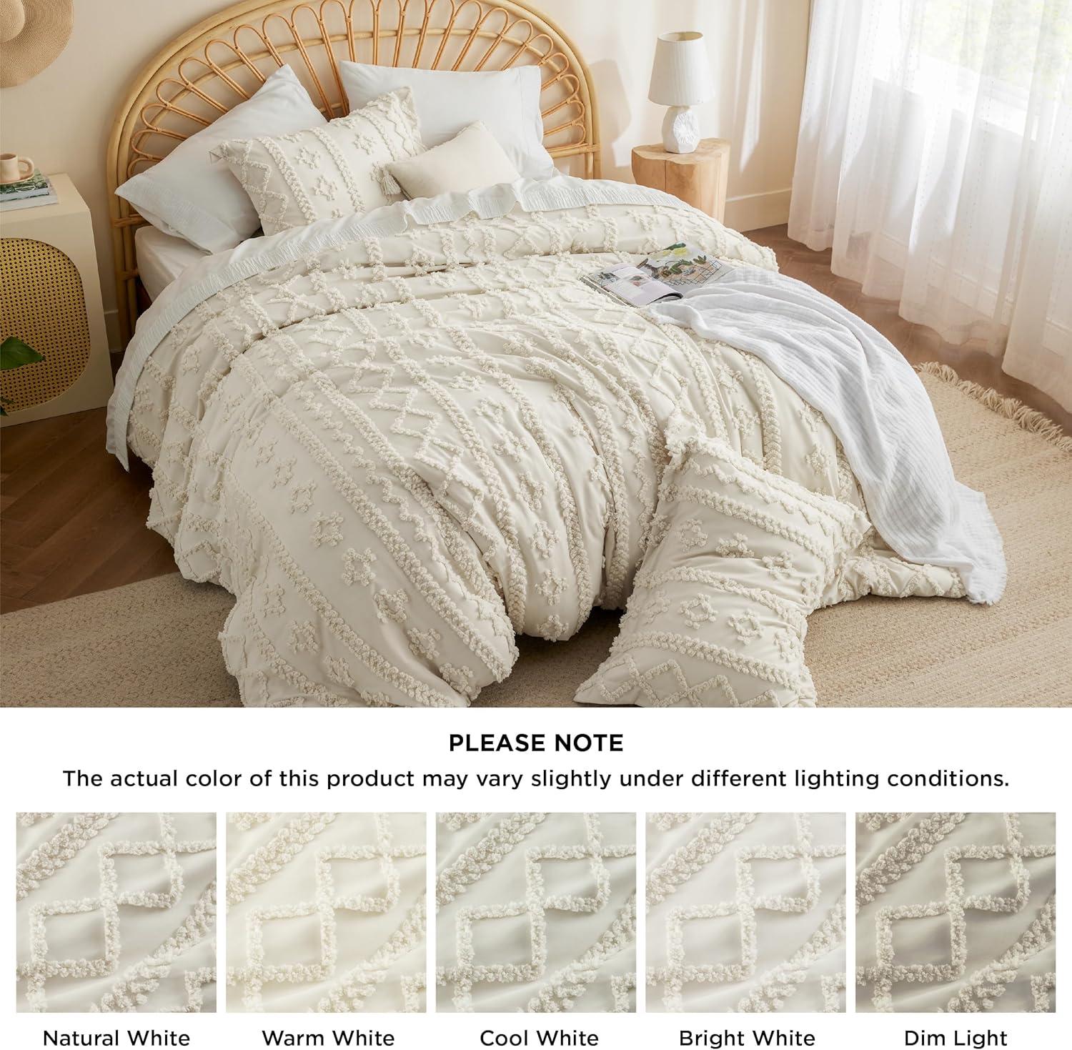 California King Beige Microfiber Boho Comforter Set