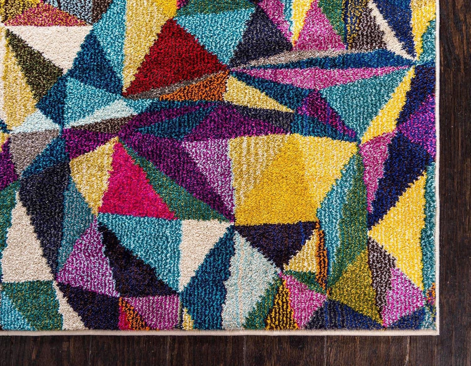 Colorful Geometric 9' x 12' Kids' Synthetic Area Rug