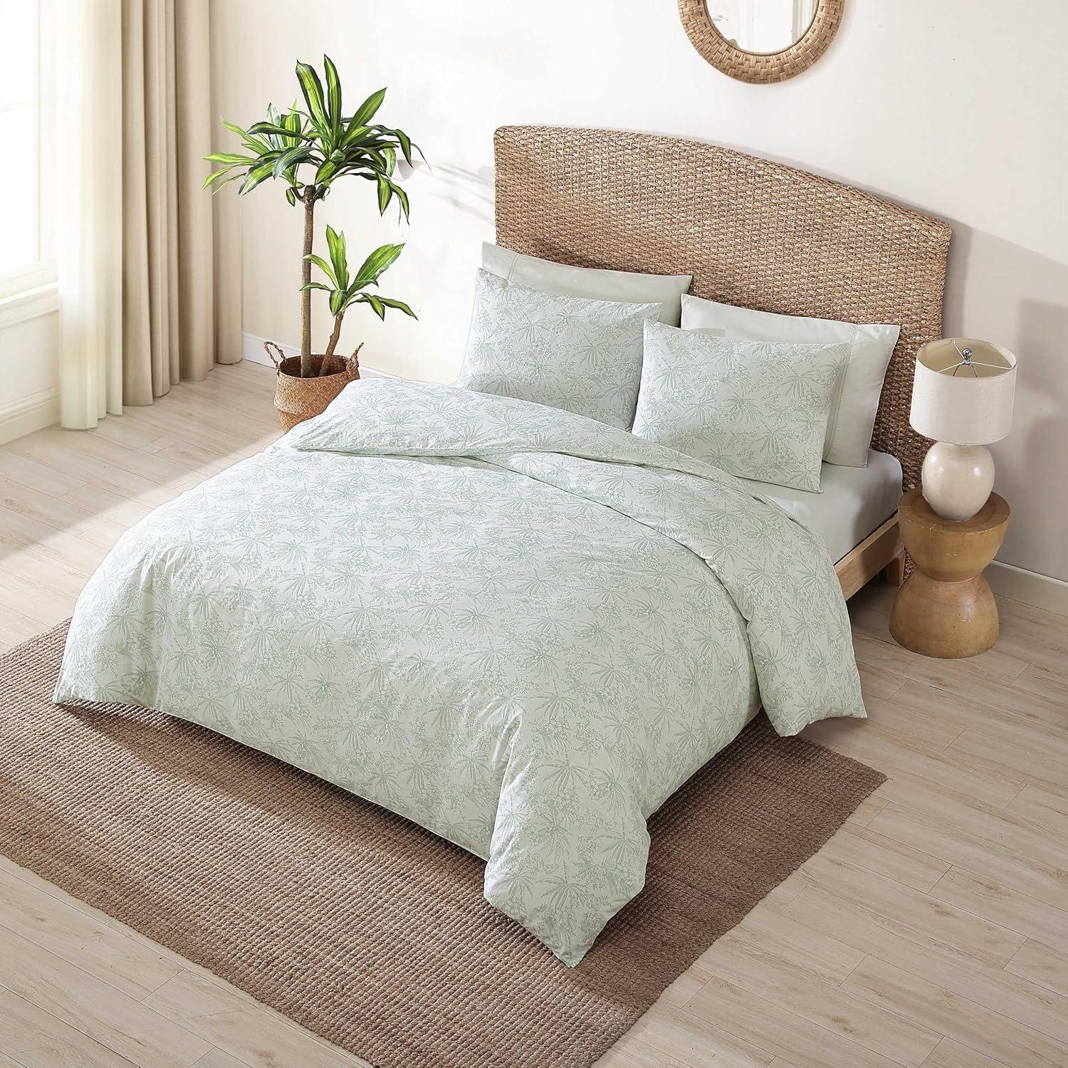 Tommy Bahama Pen And Ink Green Cotton Duvet Cover Set