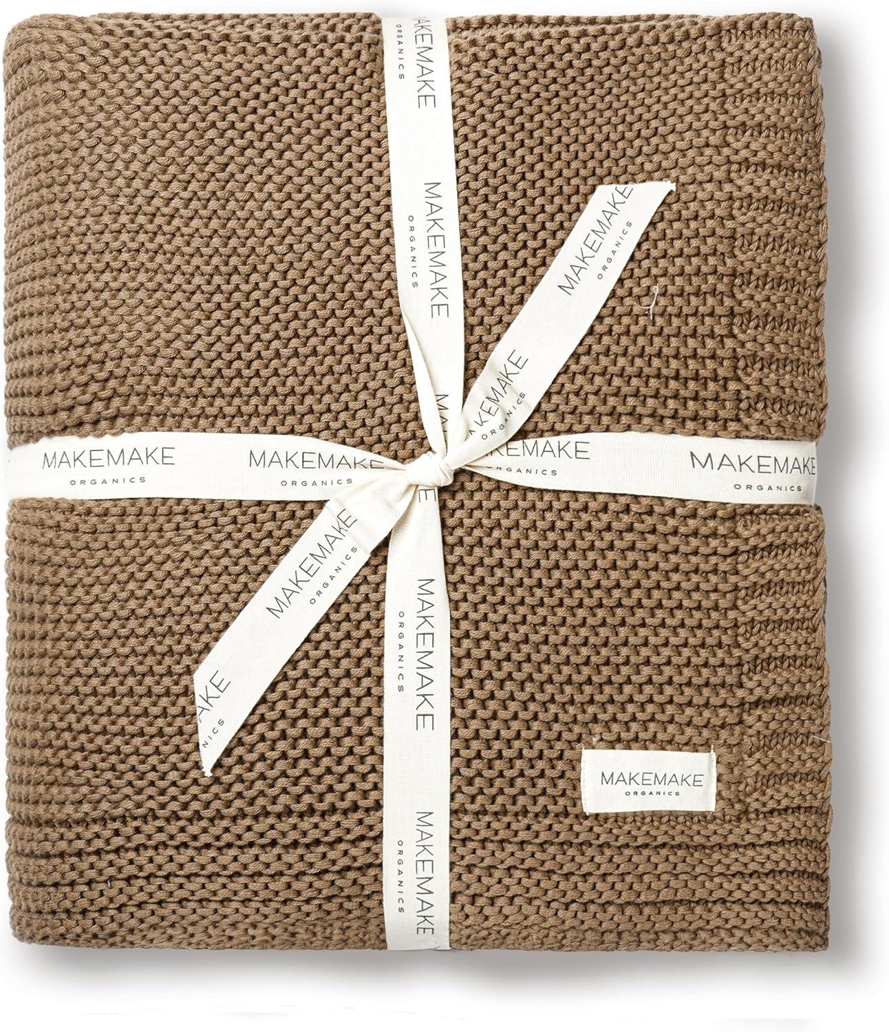 Brown Organic Cotton Knitted Throw Blanket 50x60