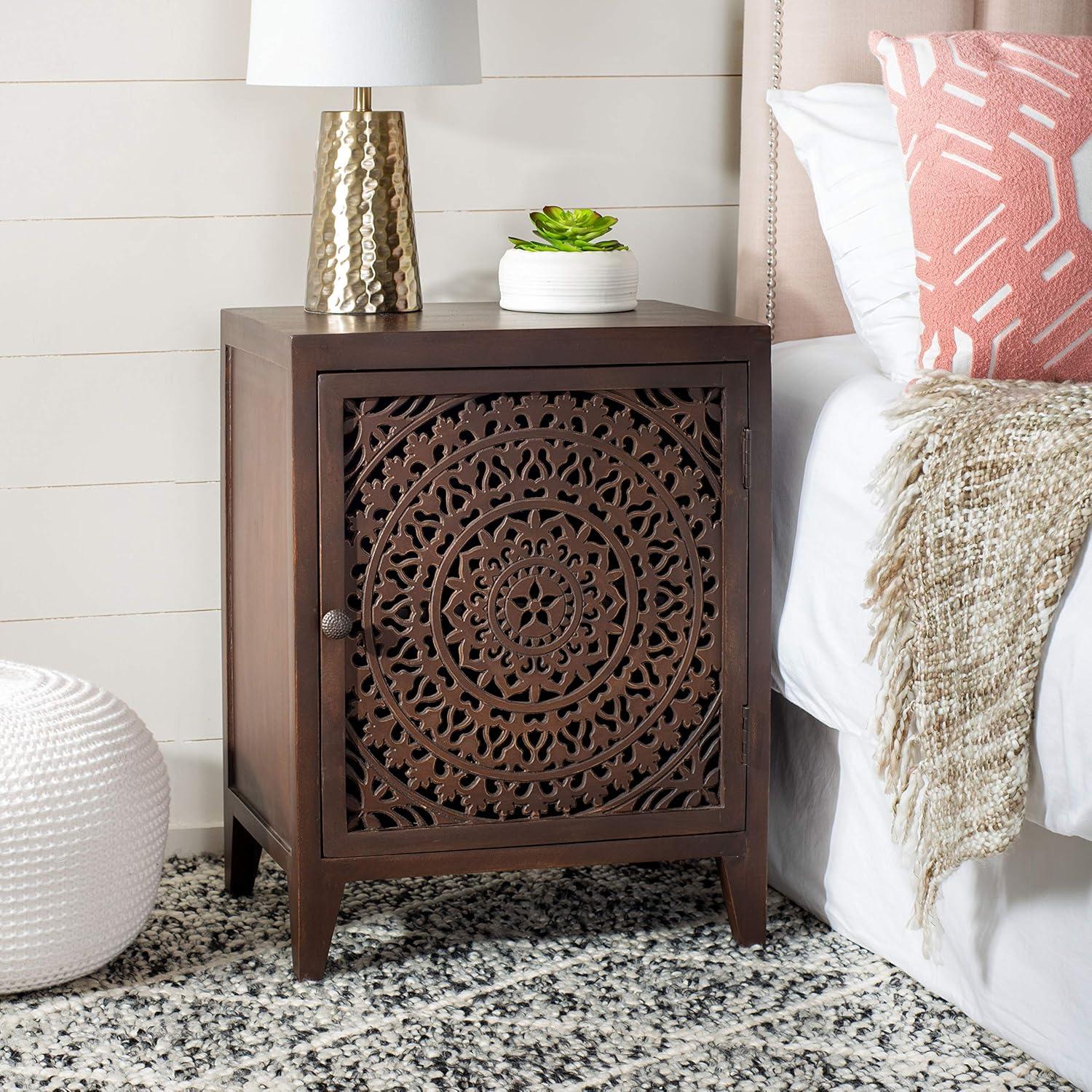 Thea 1 Door Carved Nightstand  - Safavieh