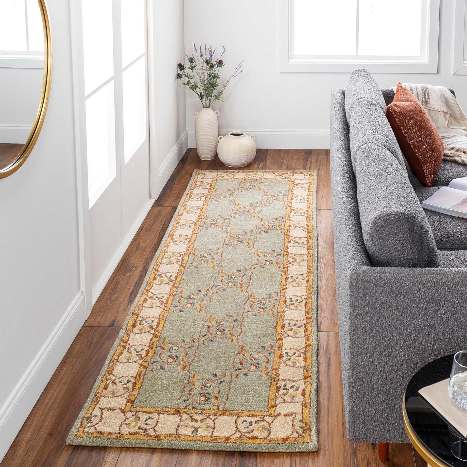 Mark&Day Area Rugs, 3x12 Golden Traditional Sage Runner Area Rug (3' x 12')