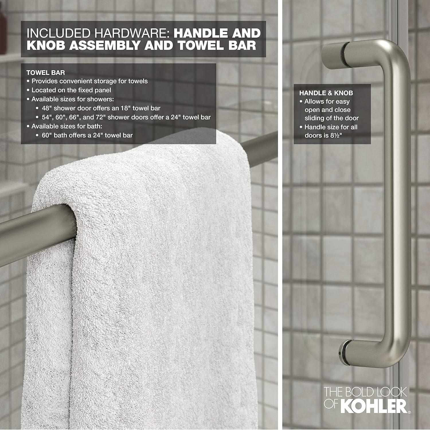 Elate Sliding Shower Door, 70-1/2-In H X 56-1/4 - 59-5/8-In W, With 1/4-In Thick Crystal Clear Glass