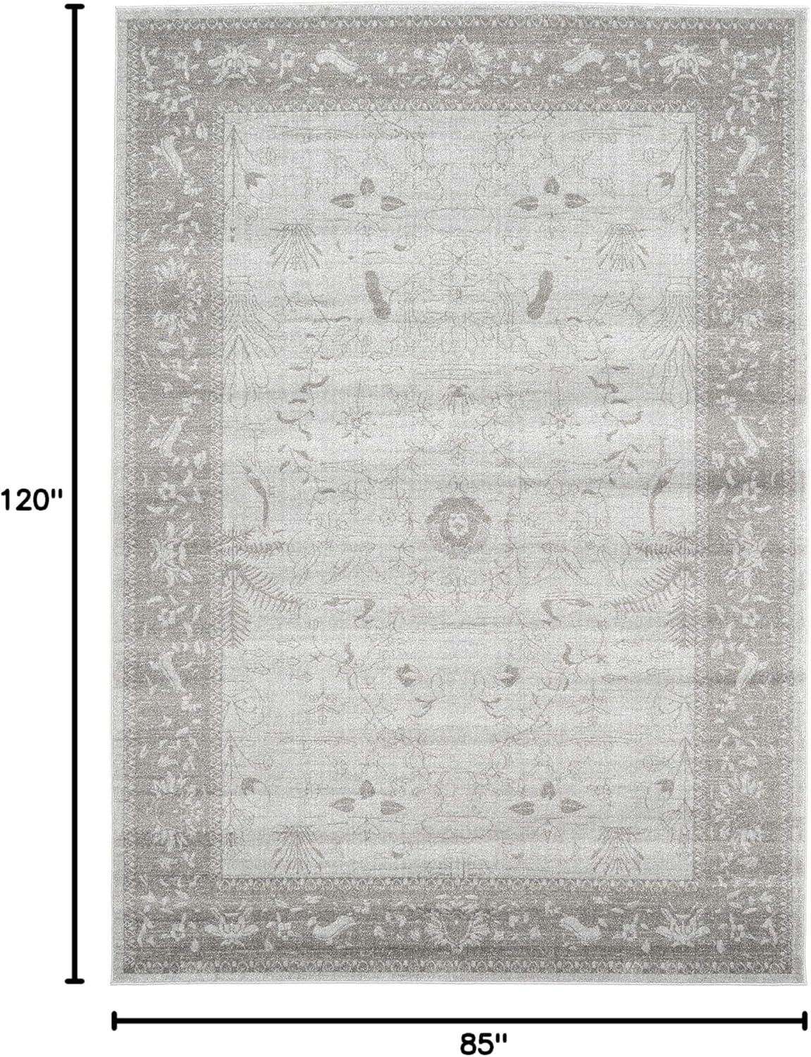 Unique Loom 7' 1 x 10' 0 Light Gray La Jolla Floral Area Rug