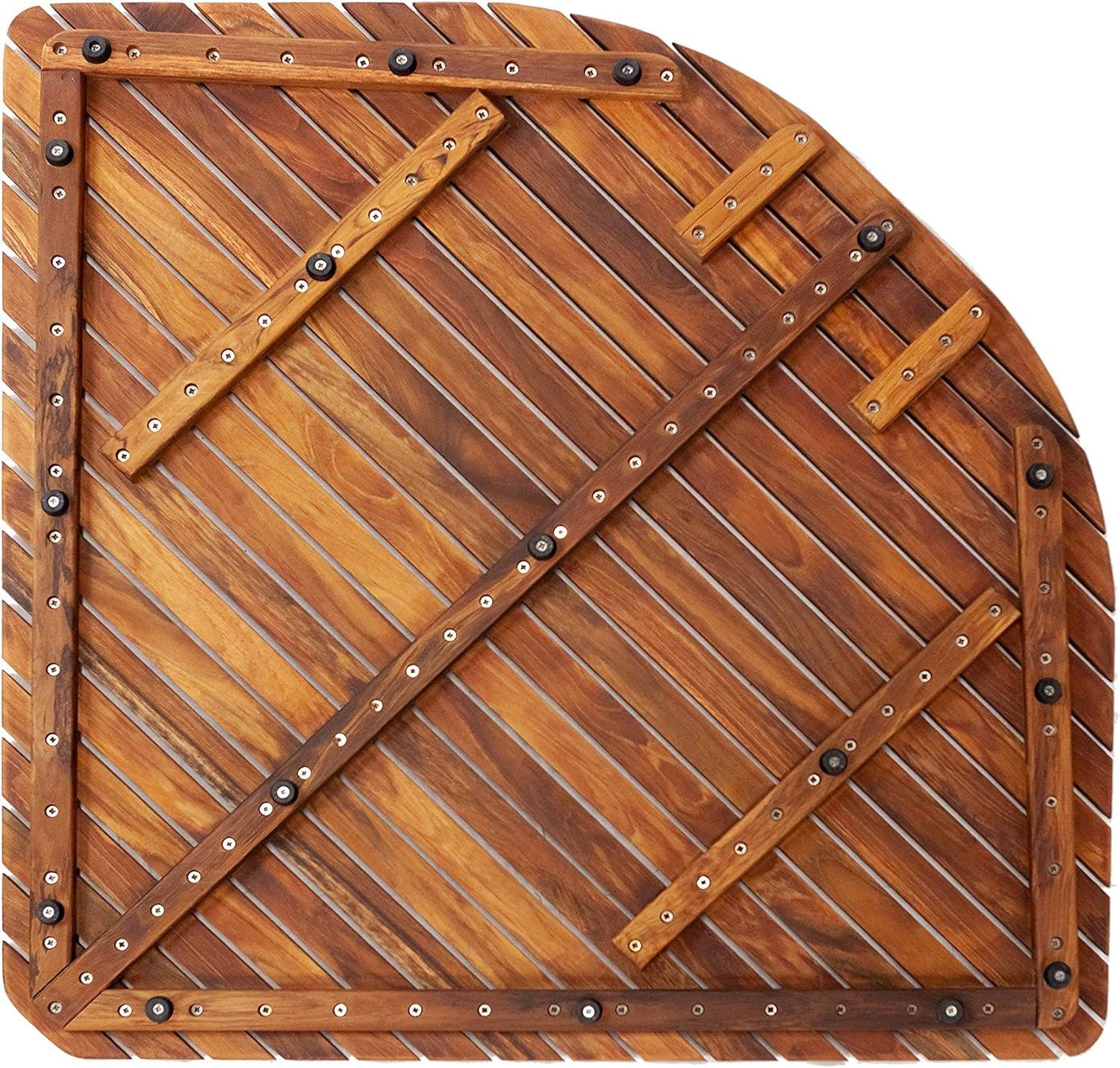 Nordic Teak 30" x 30" Oiled Shower and Bath Mat with Rounded Edge - Brown