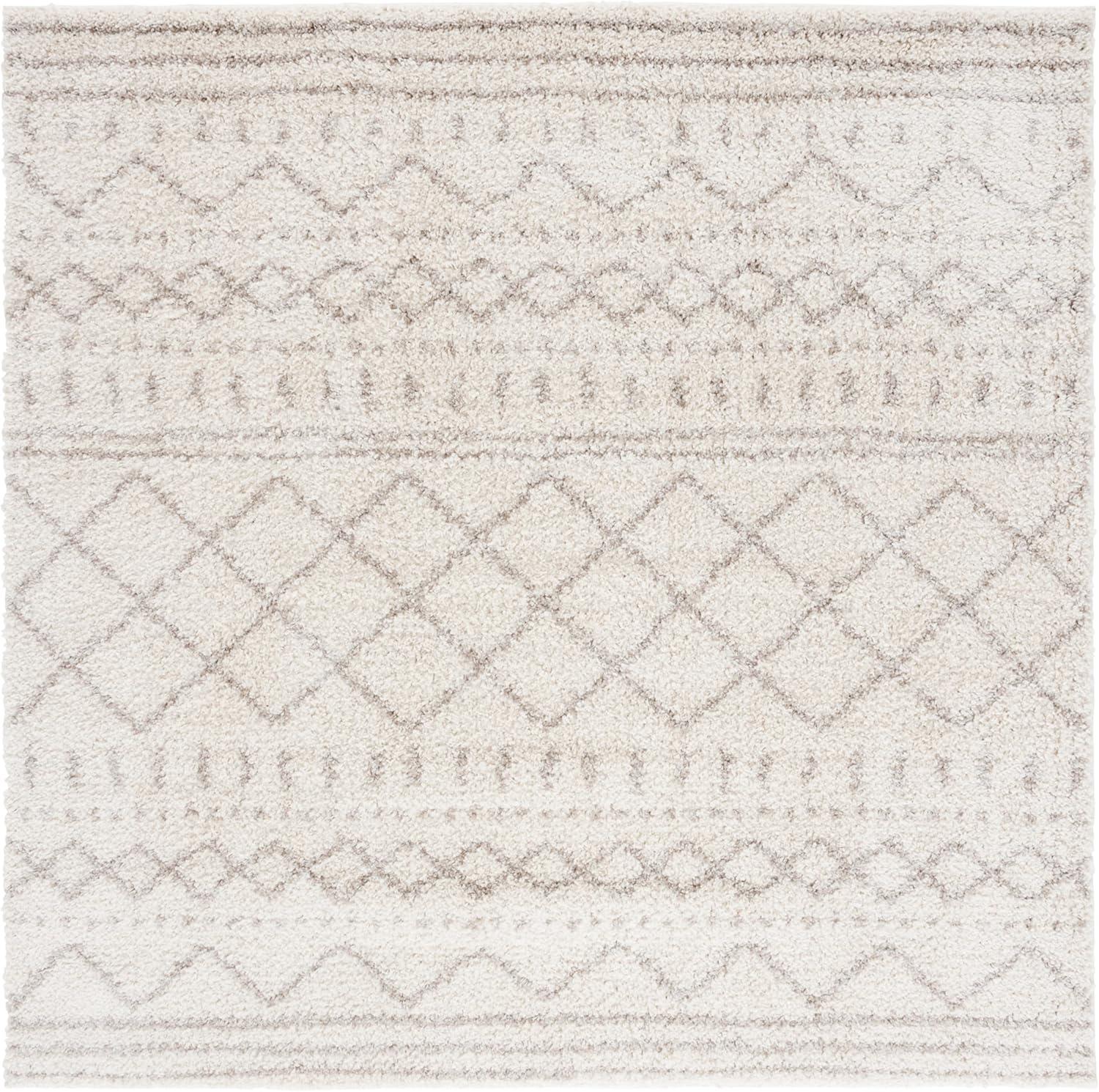Arizona Shag ASG741 Power Loomed Indoor Area Rug - Ivory/Beige - 6'7"x6'7" - Safavieh