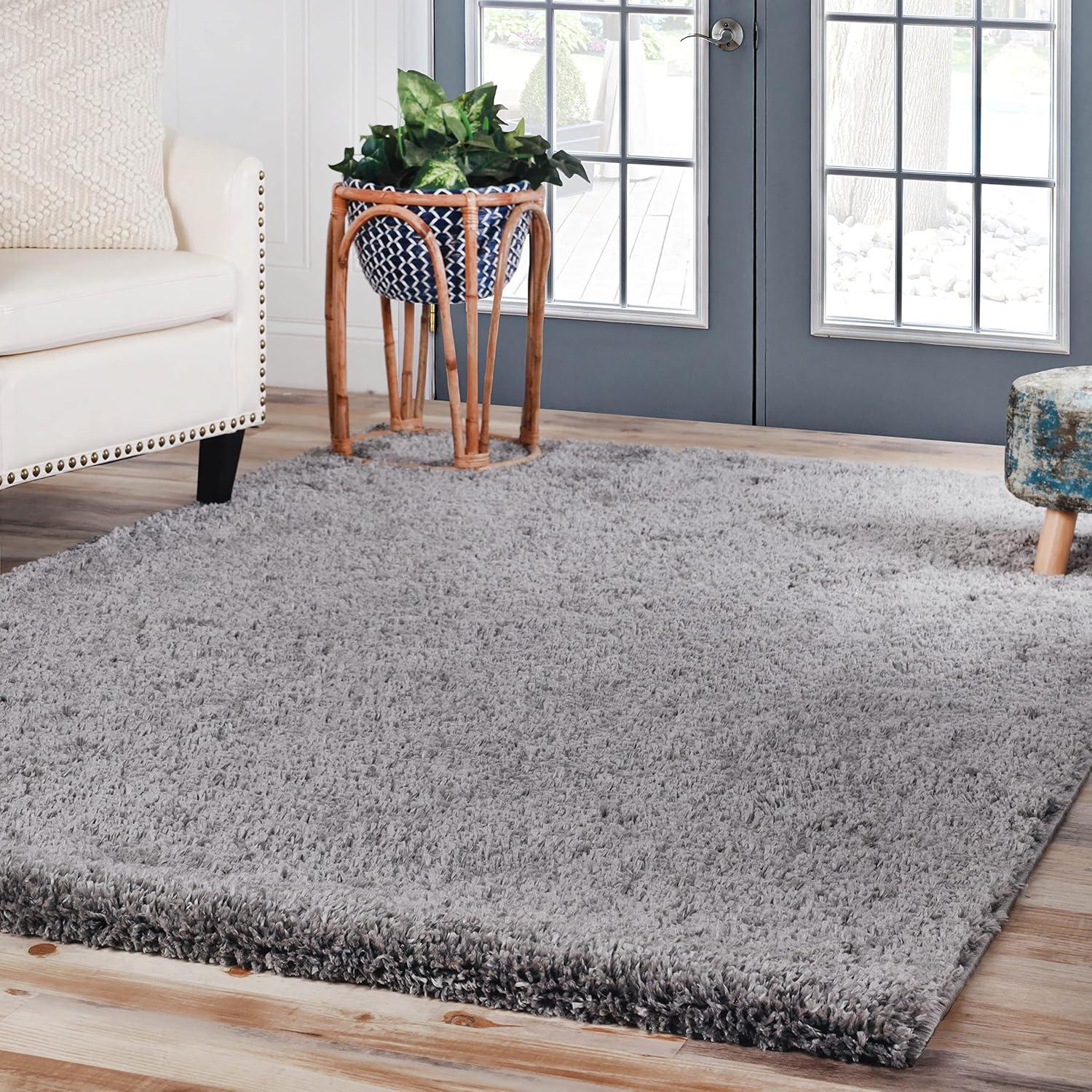 Claire Plush Shag Fuzzy Soft Indoor Area or Runner Rug with Cotton Backing