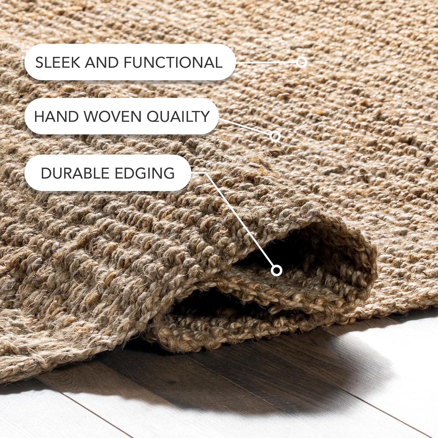 Nuloom 6x9 Daniela Jute Tassel Hand Woven Indoor Area Rug, Brick, Solid Chunky Farmhouse Design, Natural Fiber BedroomLiving Room