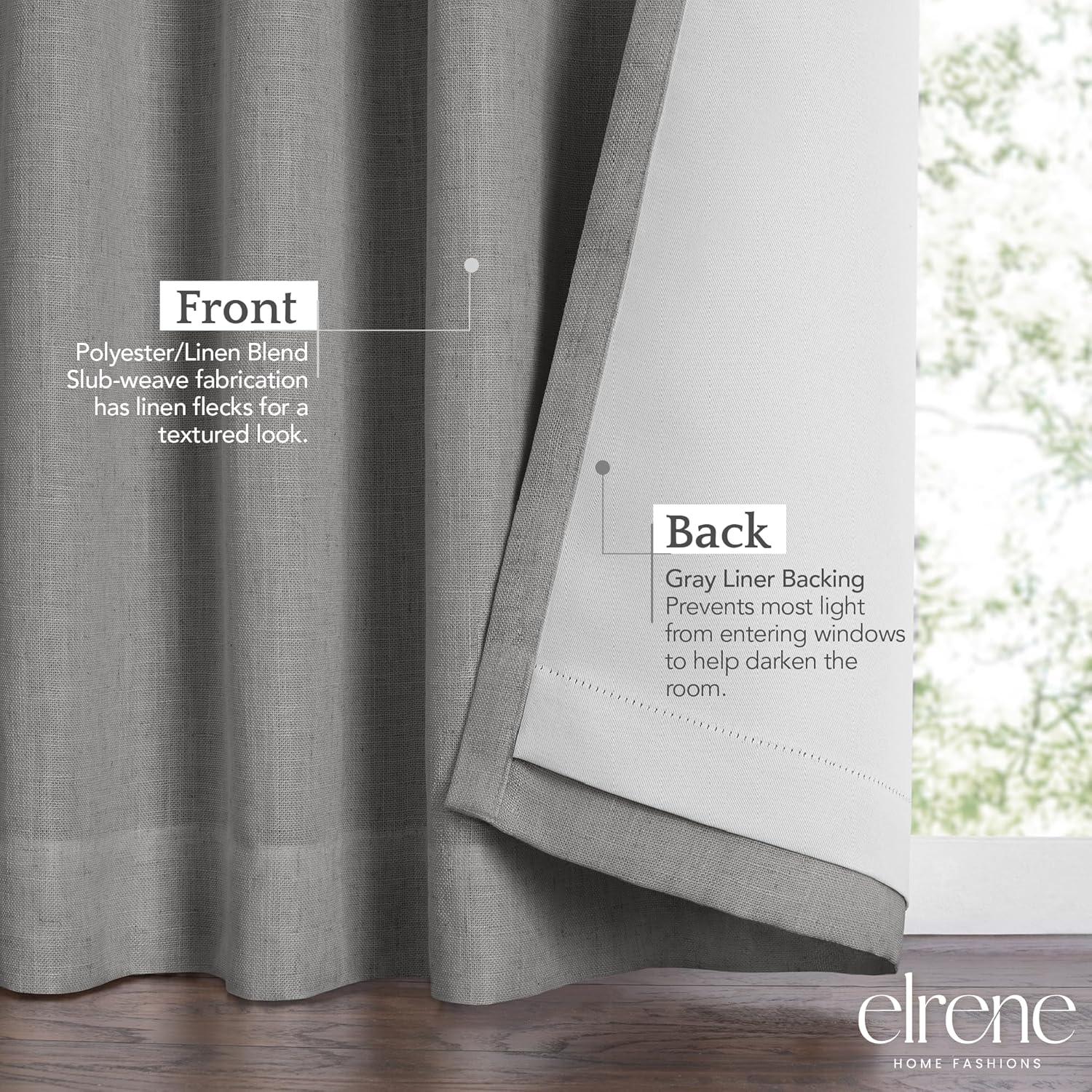 Elrene Harrow Solid Texture Room Darkening Single Window Curtain Panel - Elrene Home Fashions