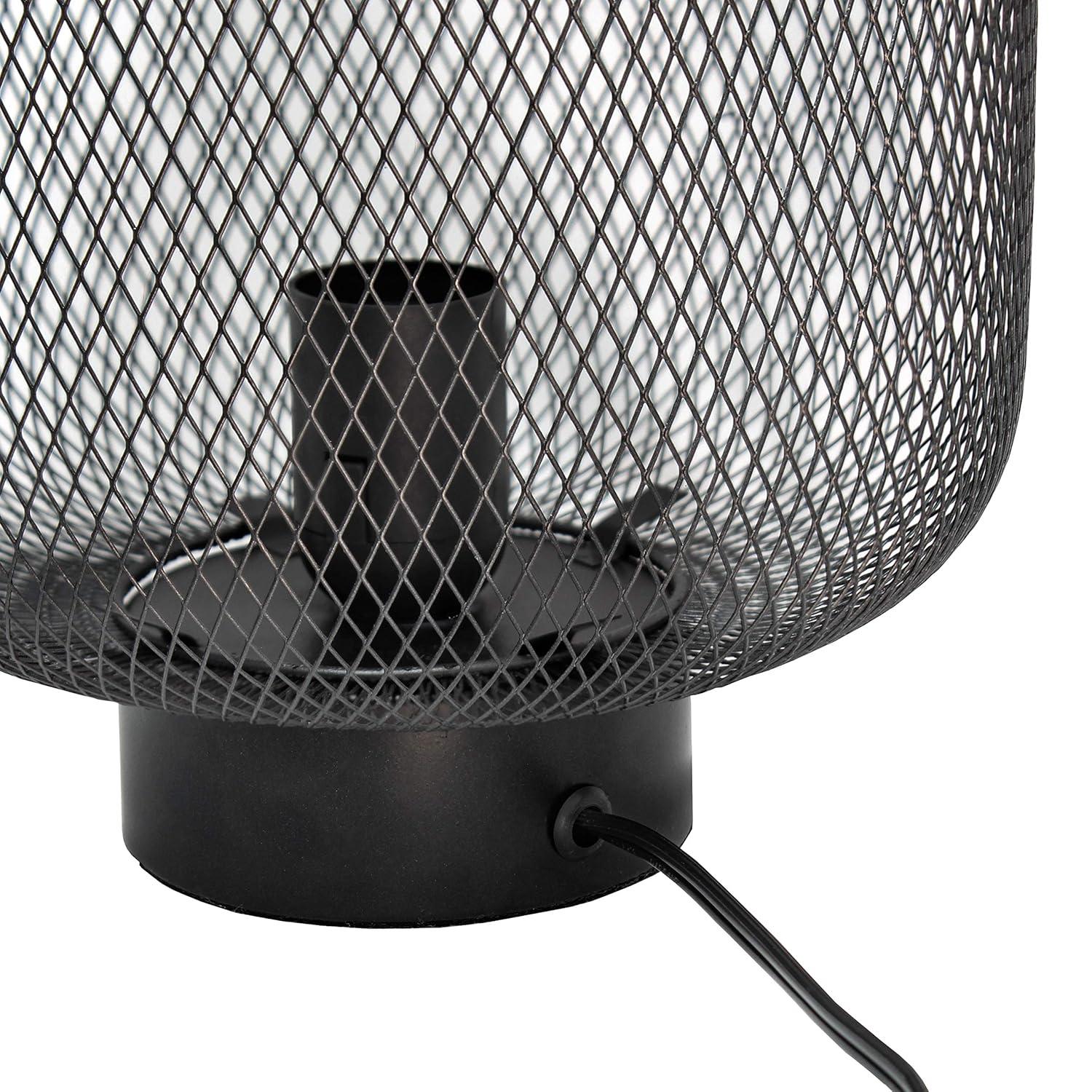 Metal Mesh Industrial Table Lamp Black - Simple Designs: ETL Listed, No Assembly Required