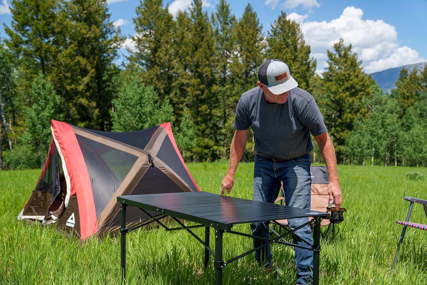 Mountain Summit Gear Heavy-Duty Roll-Top Table, Large, Aluminum