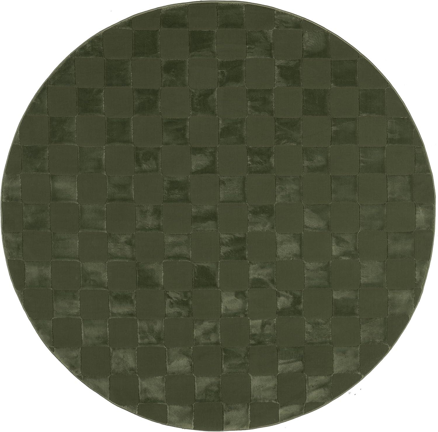 Nuloom Alaiya Checkered Pet Friendly Textured Machine Washable Area Rug, Round 6', Green