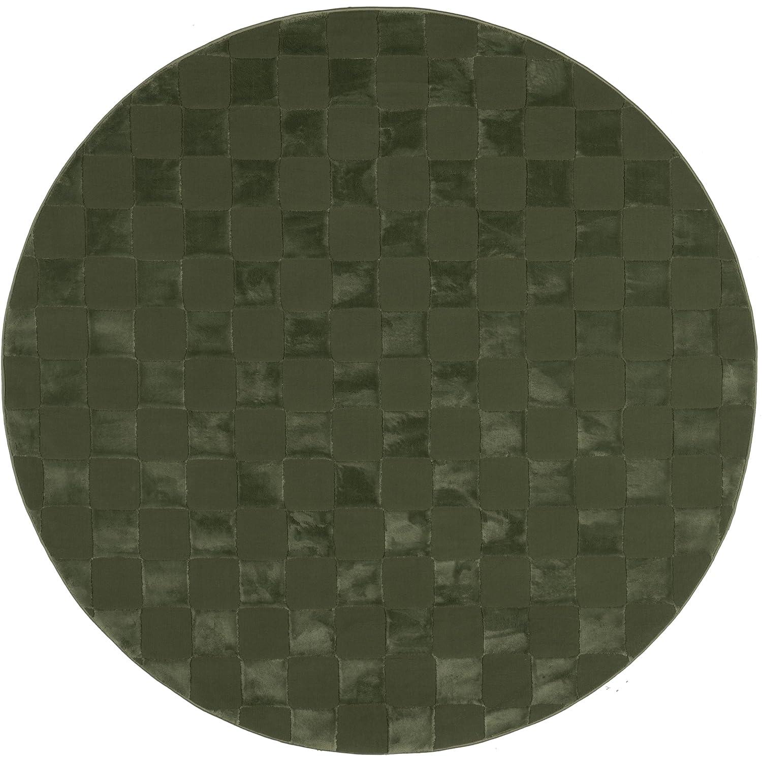 Nuloom Alaiya Checkered Pet Friendly Textured Machine Washable Area Rug, Round 6', Green