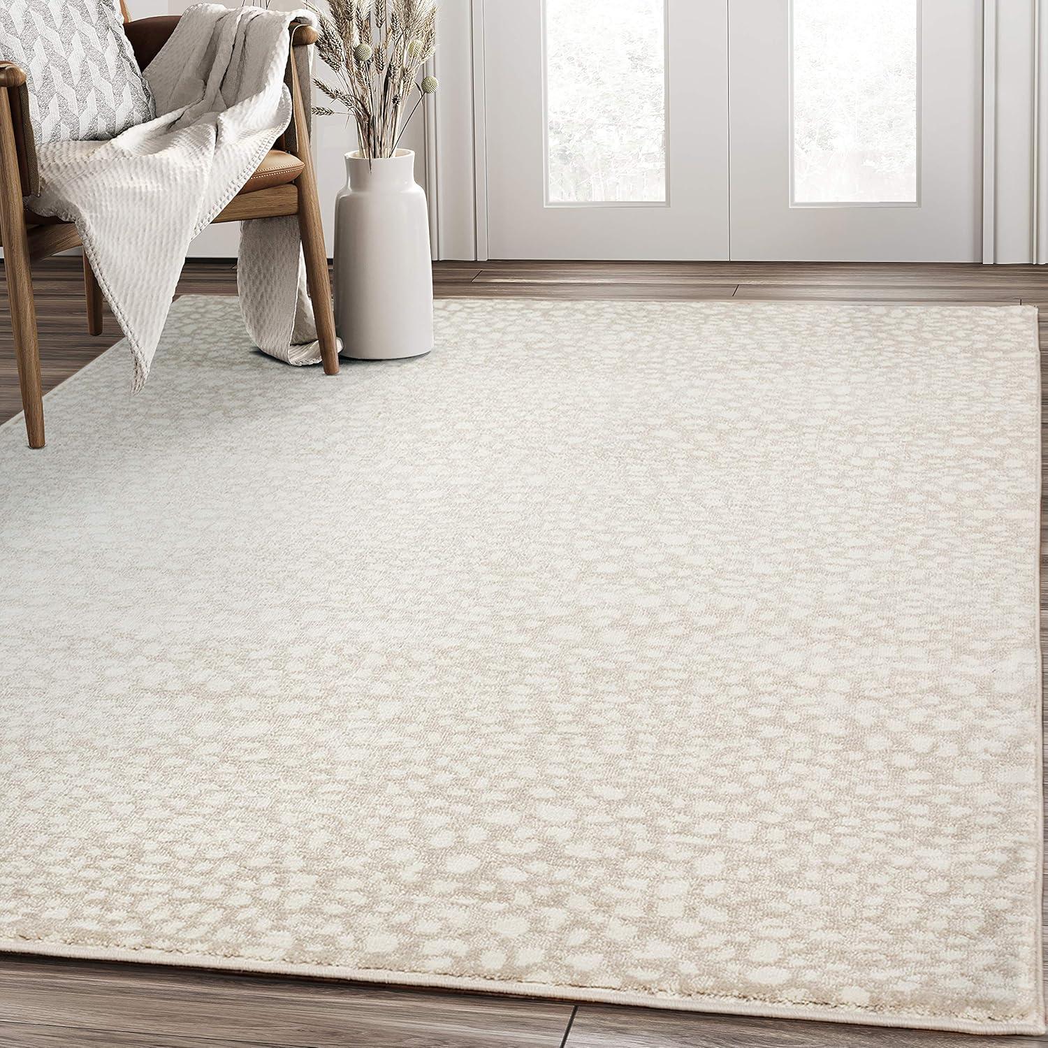 Ivory Elegance 6' x 9' Synthetic Stain-Resistant Area Rug