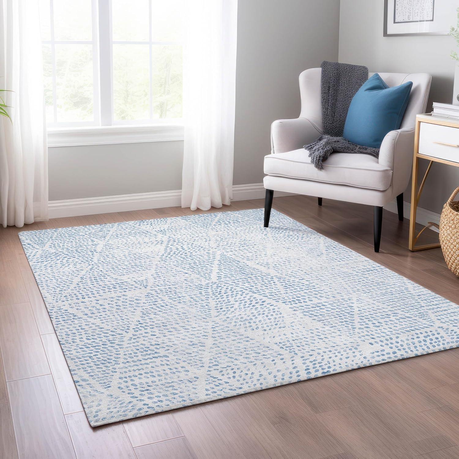 Addison Rugs Chantille Indoor/Outdoor Transitional Diamond Denim Washable Rectangle Rug, 8' x 10'
