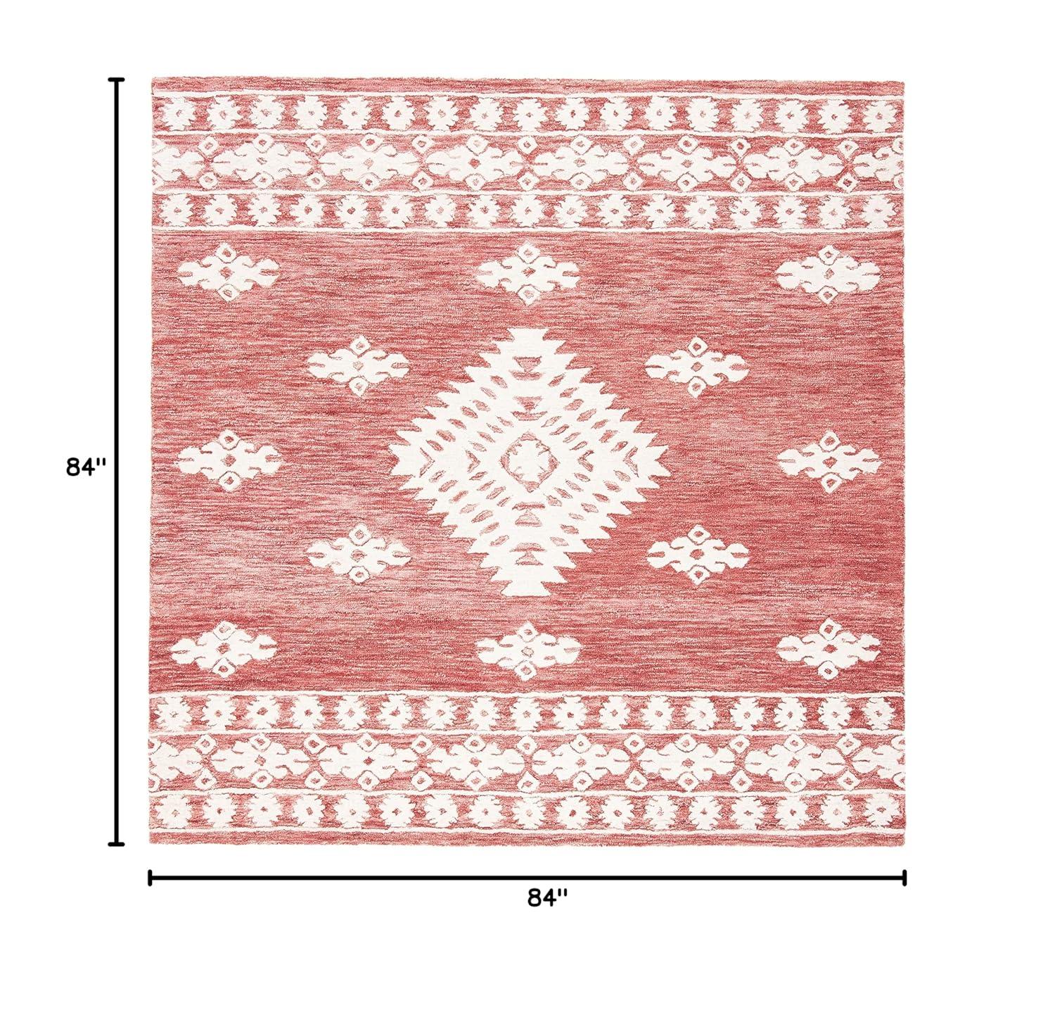 Aspen APN550 Hand Tufted Indoor Area Rug - Rust/Ivory - 7'x7' - Safavieh