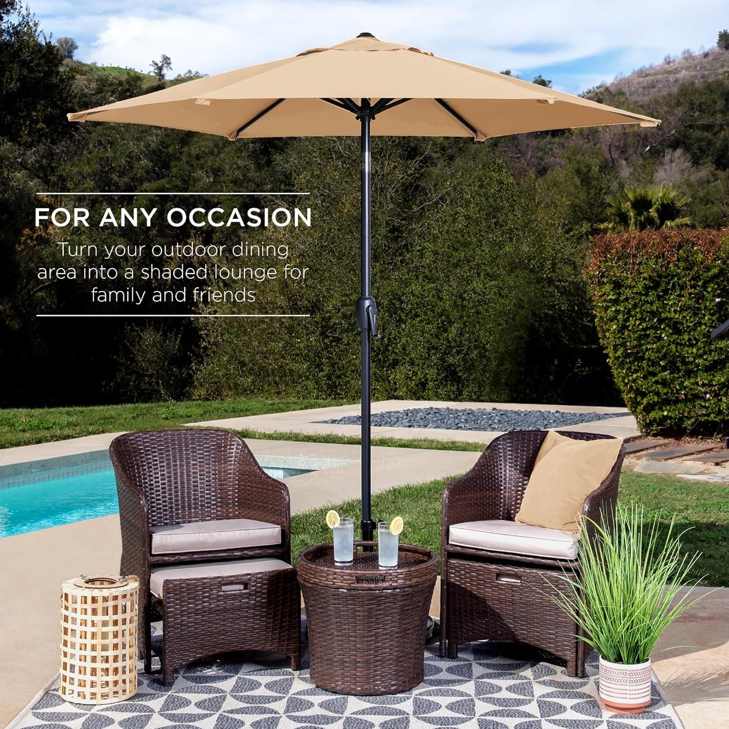 Best Choice Products 7.5ft Heavy-Duty Outdoor Market Patio Umbrella w/ Push Button Tilt, Easy Crank - Sand