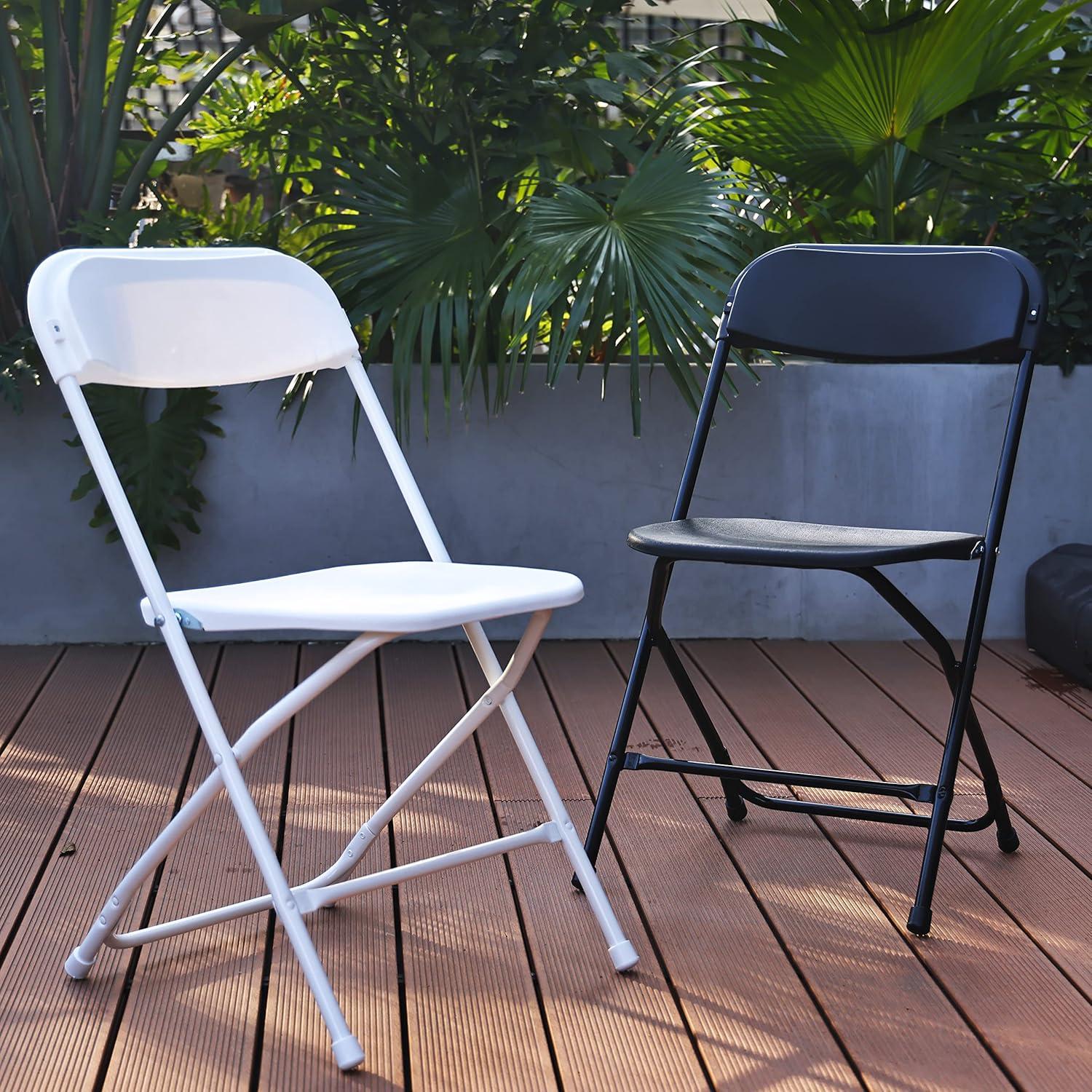 White Steel Frame Folding Chairs with Padded Seats, 4-Pack