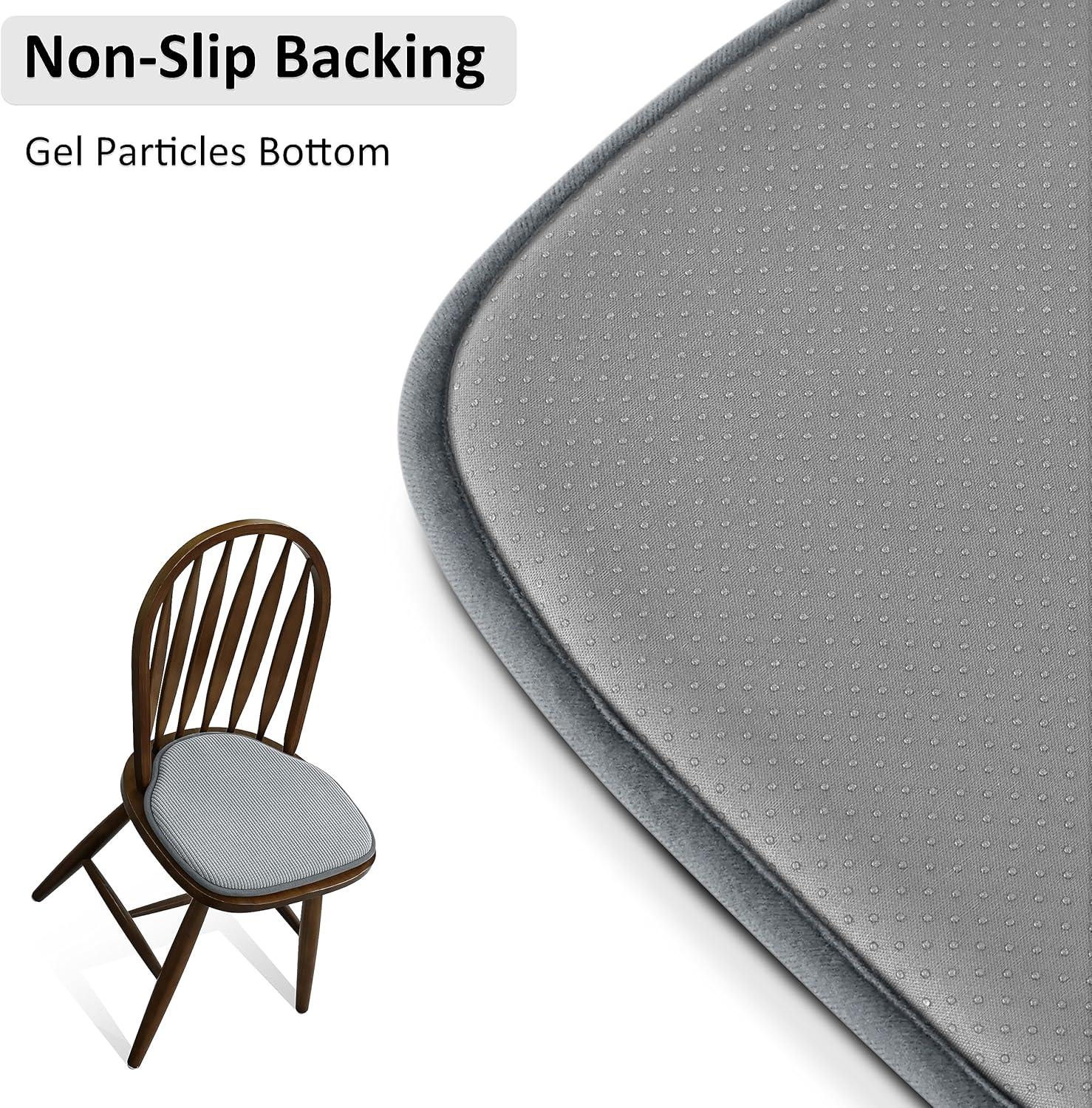 Shinnwa Chair Cushions Set of 4 Seat Cushions Soft Velvet Non Slip Chair Pads for Kitchen Dining Chairs 15 x 16 inch, Gray