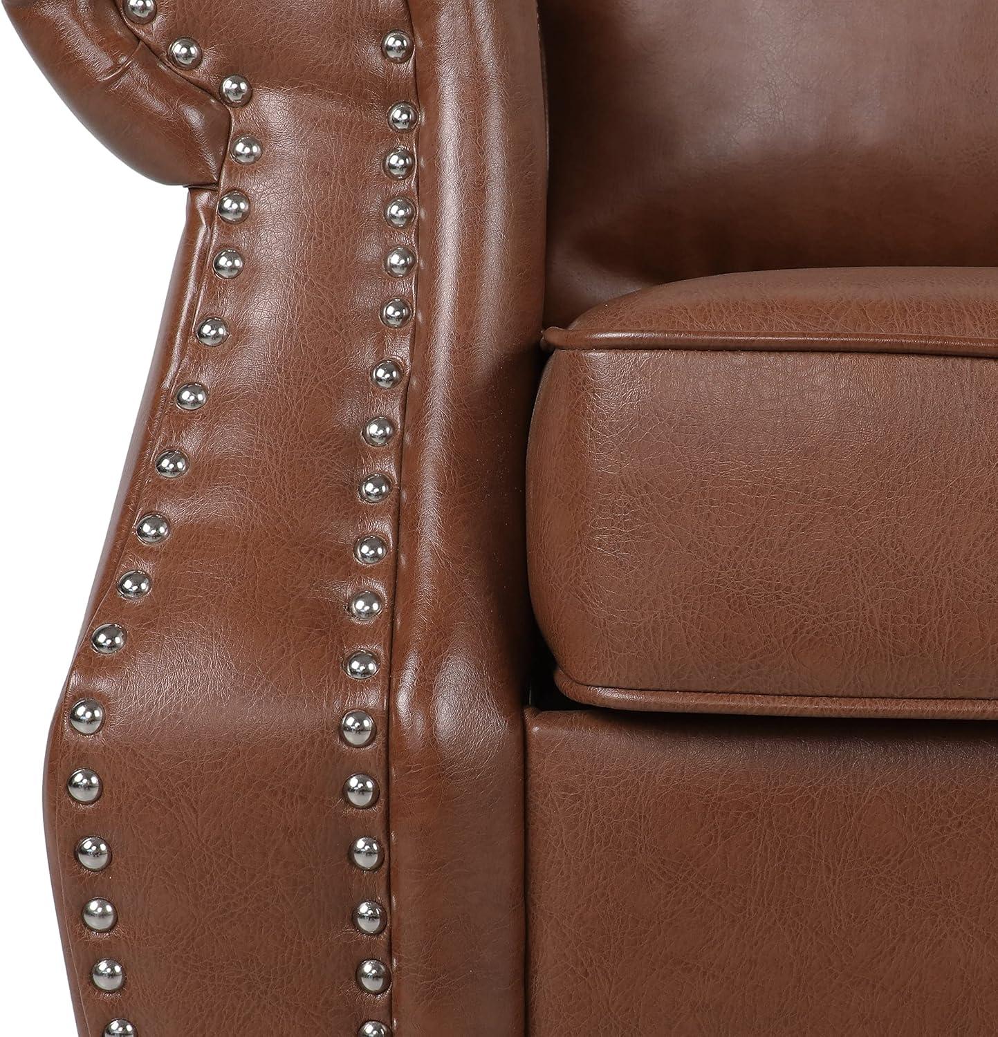 Christopher Knight Home Dowd Faux Leather Club Chair with Nailhead Trim Cognac Brown/Dark Brown