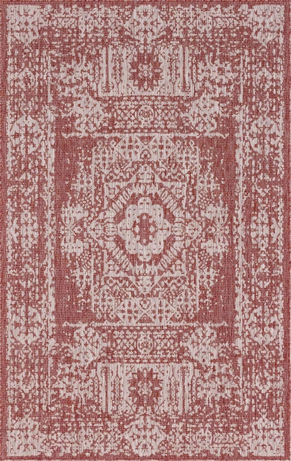 Unique Loom Outdoor Traditional Timeworn Geometric Woven Area Rug