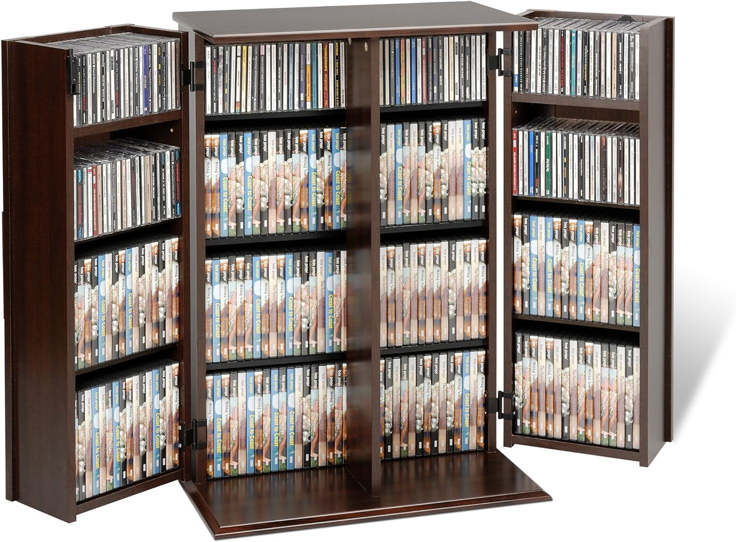 Espresso Laminated Wood Composite Media Storage with Lockable Doors