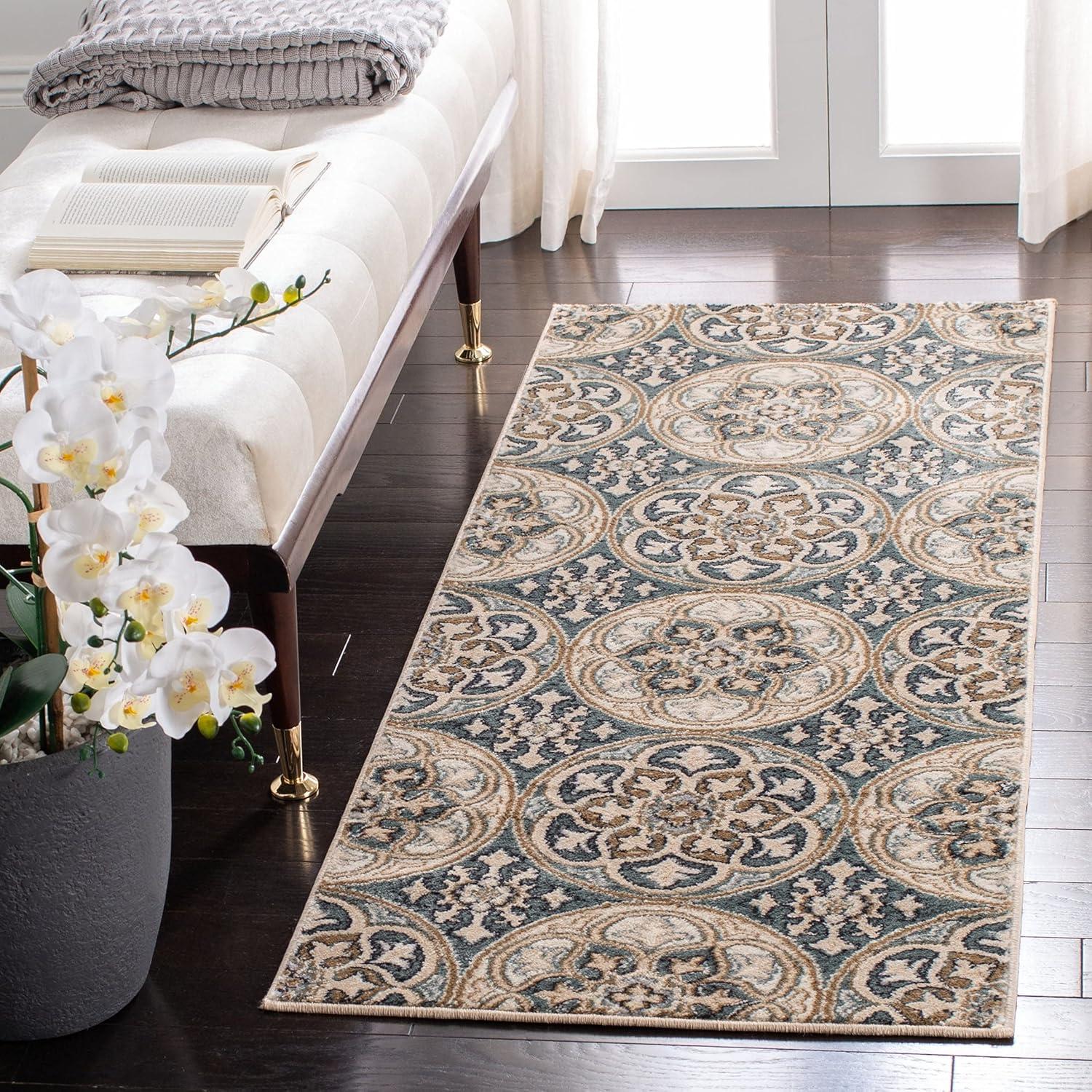 Lyndhurst LNH341 Power Loomed Area Rug - Light Grey/Beige - 8'x11' - Safavieh