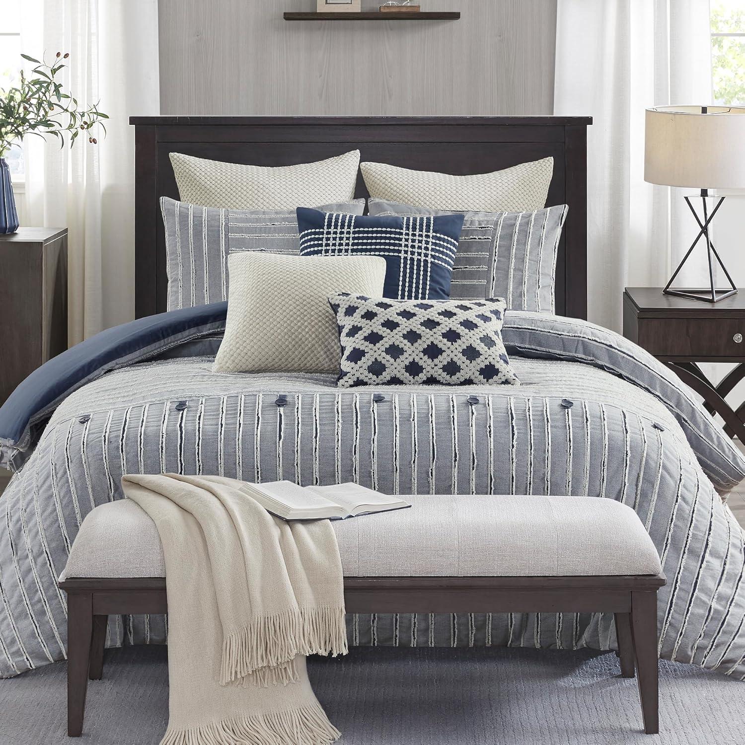 Madison Park Signature Essence Oversized Cotton Clipped Jacquard Comforter Set