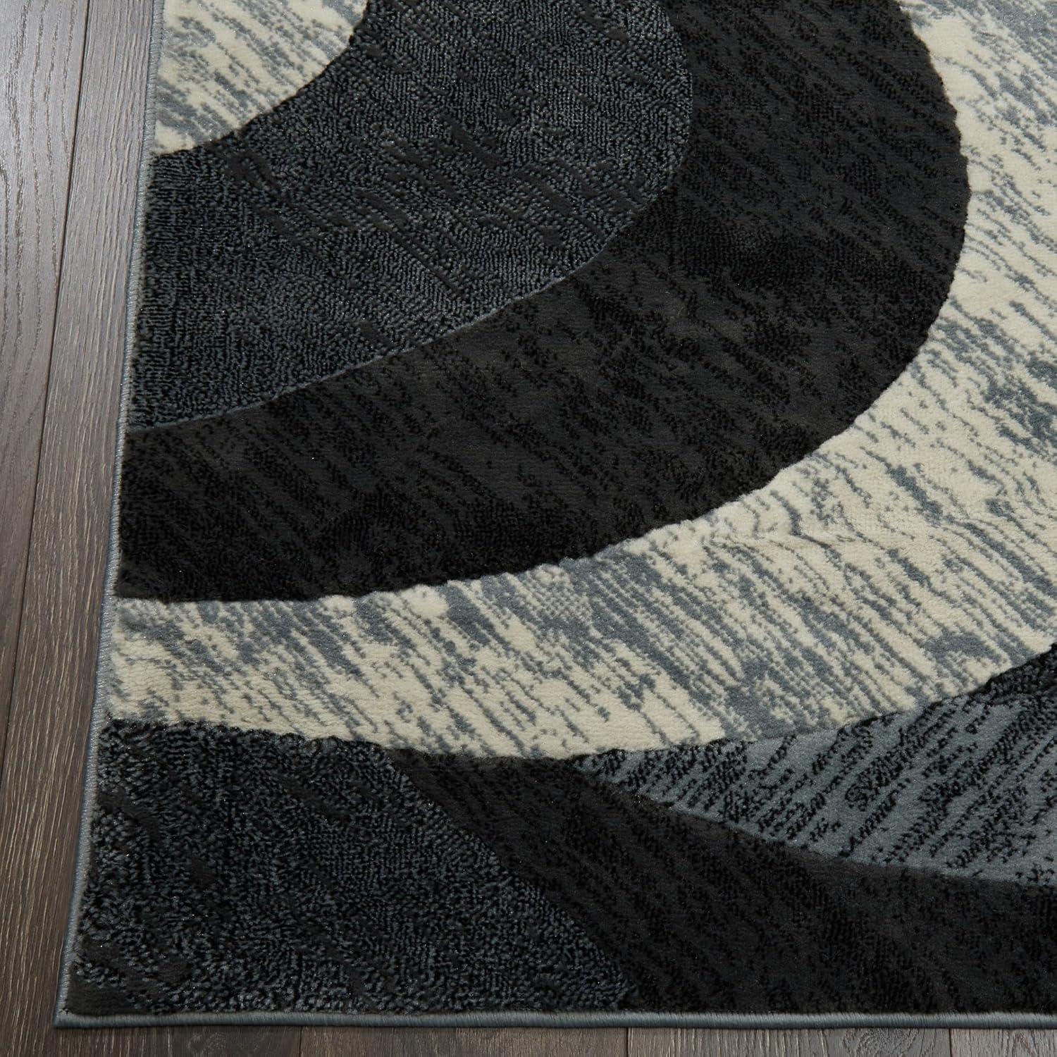 Home Dynamix Catalina Huron Contemporary Abstract Swirl Area Rug, Grey/Ivory, 5'3"x7'2"