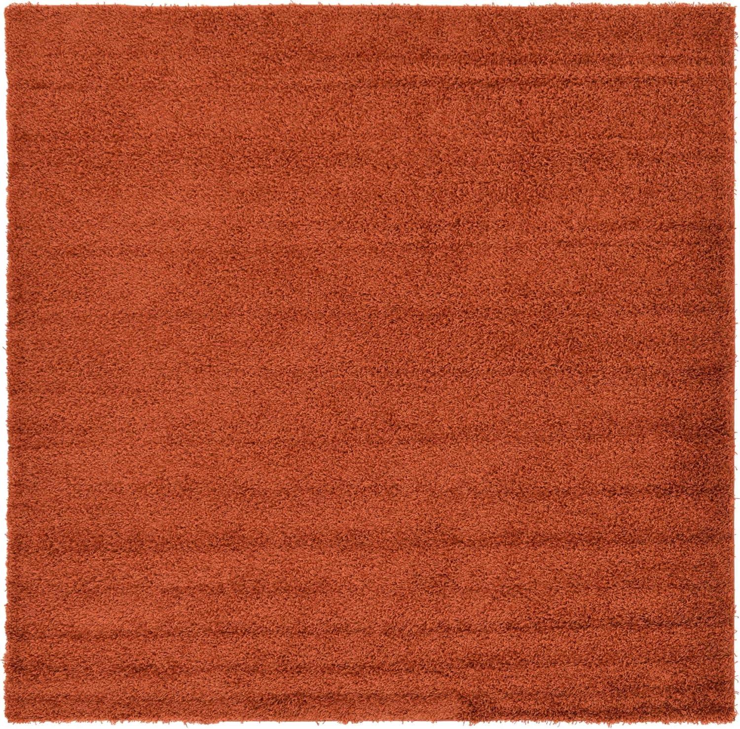 Unique Loom 8' 0 x 8' 0 Square Solid Shag Terracotta Area Rug