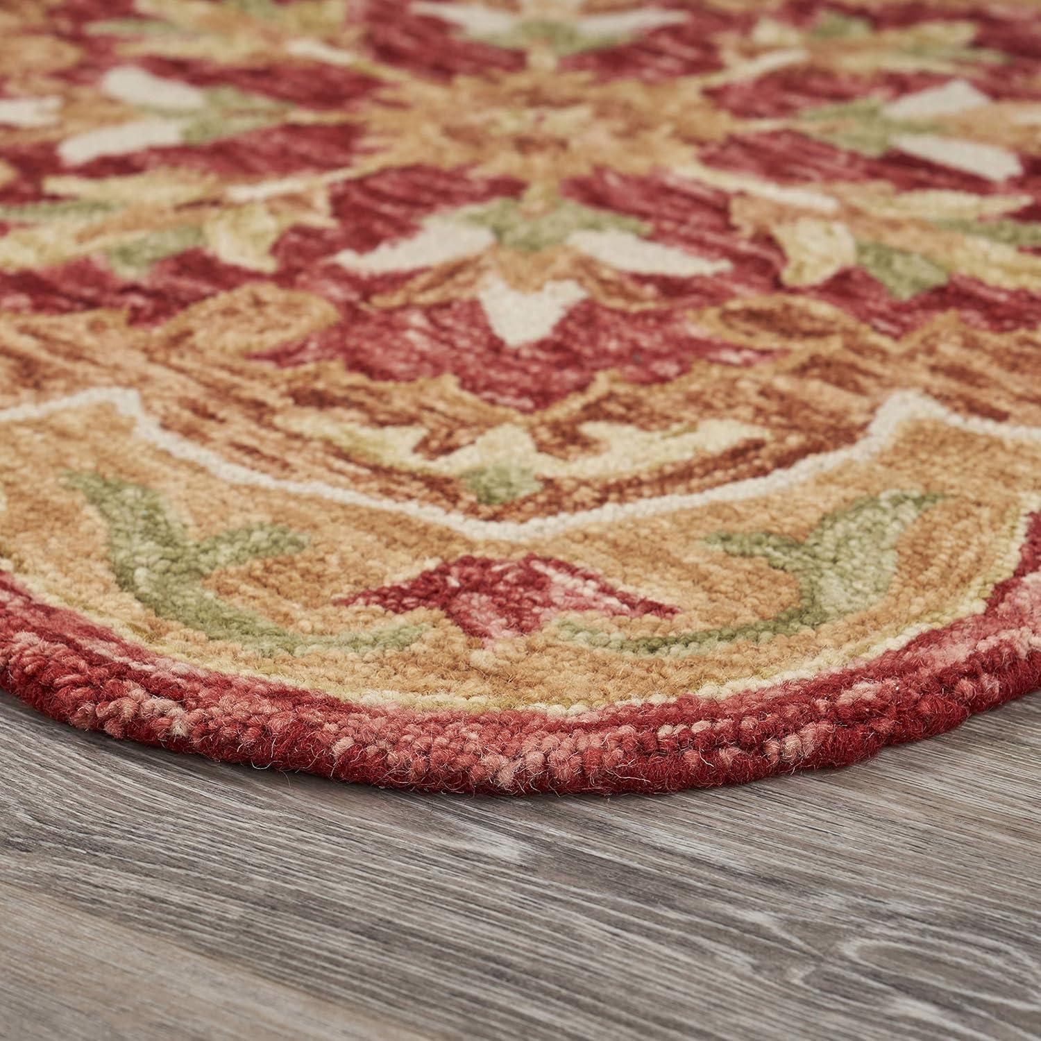 Ox Bay Rustic Floral Wool Tufted Indoor Area Rug, Red / Multi-color, 6 ft.