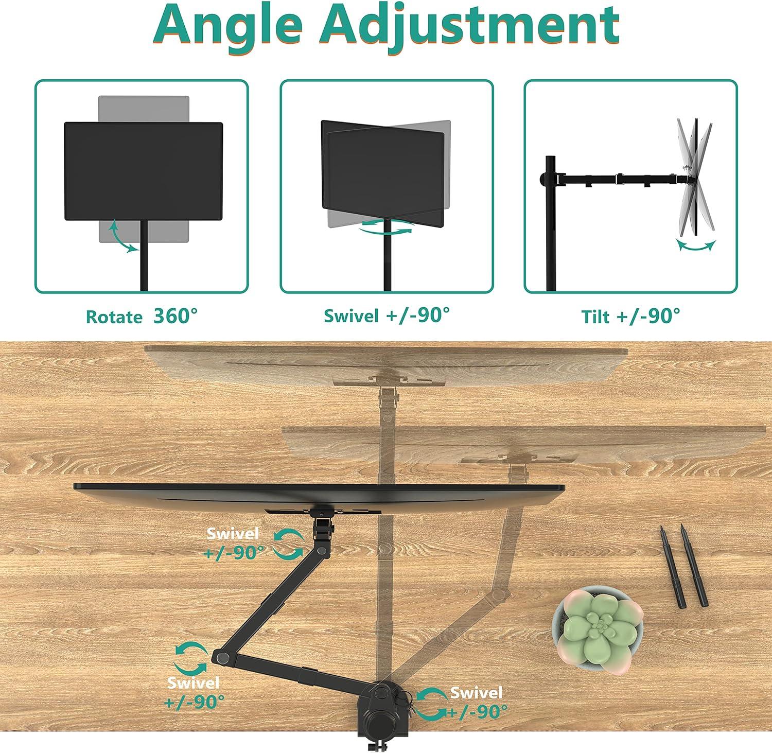 Black Extra Tall Adjustable Single Monitor Desk Mount