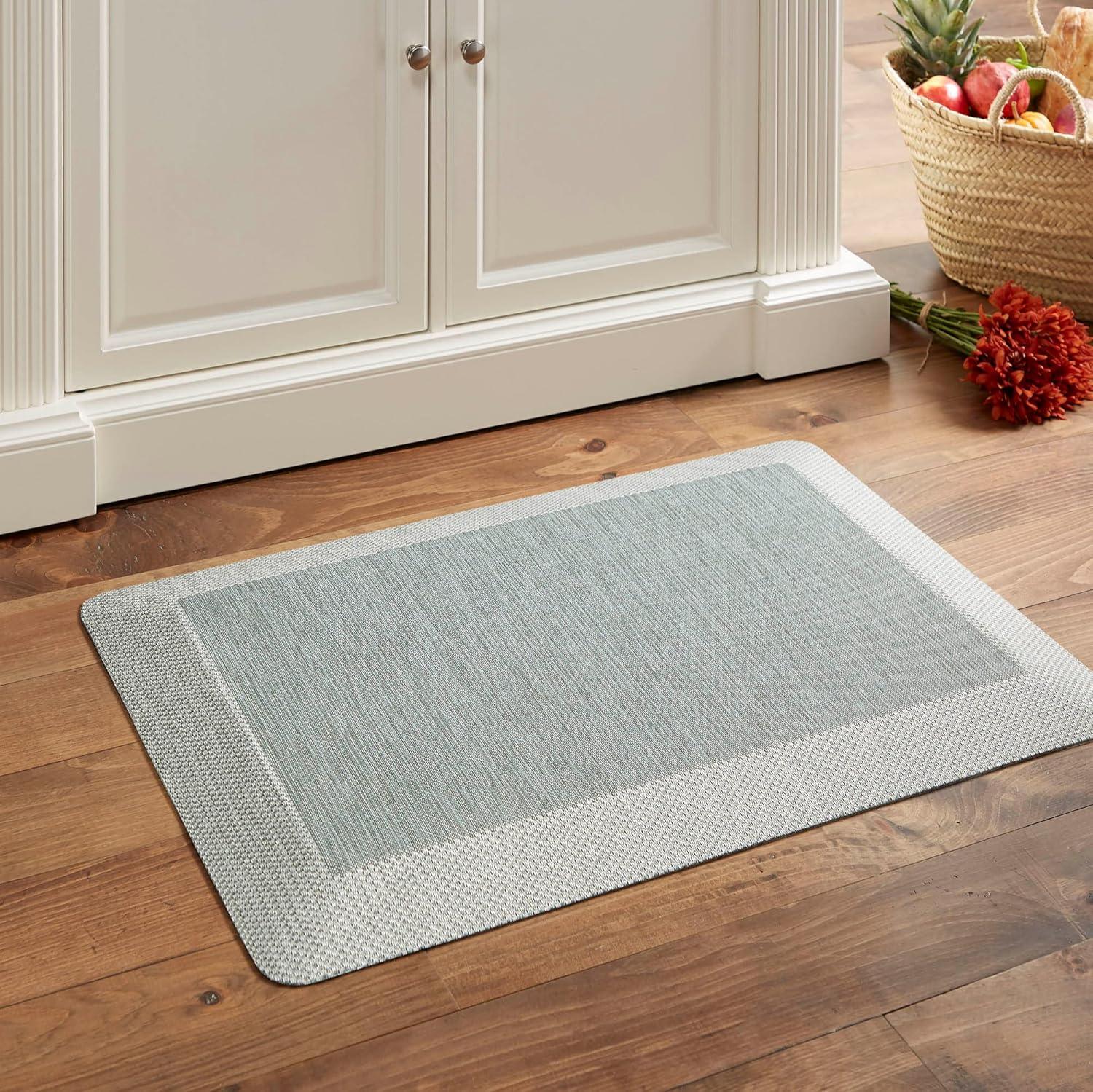 Mint Green Rectangular Memory Foam Anti-Fatigue Kitchen Mat