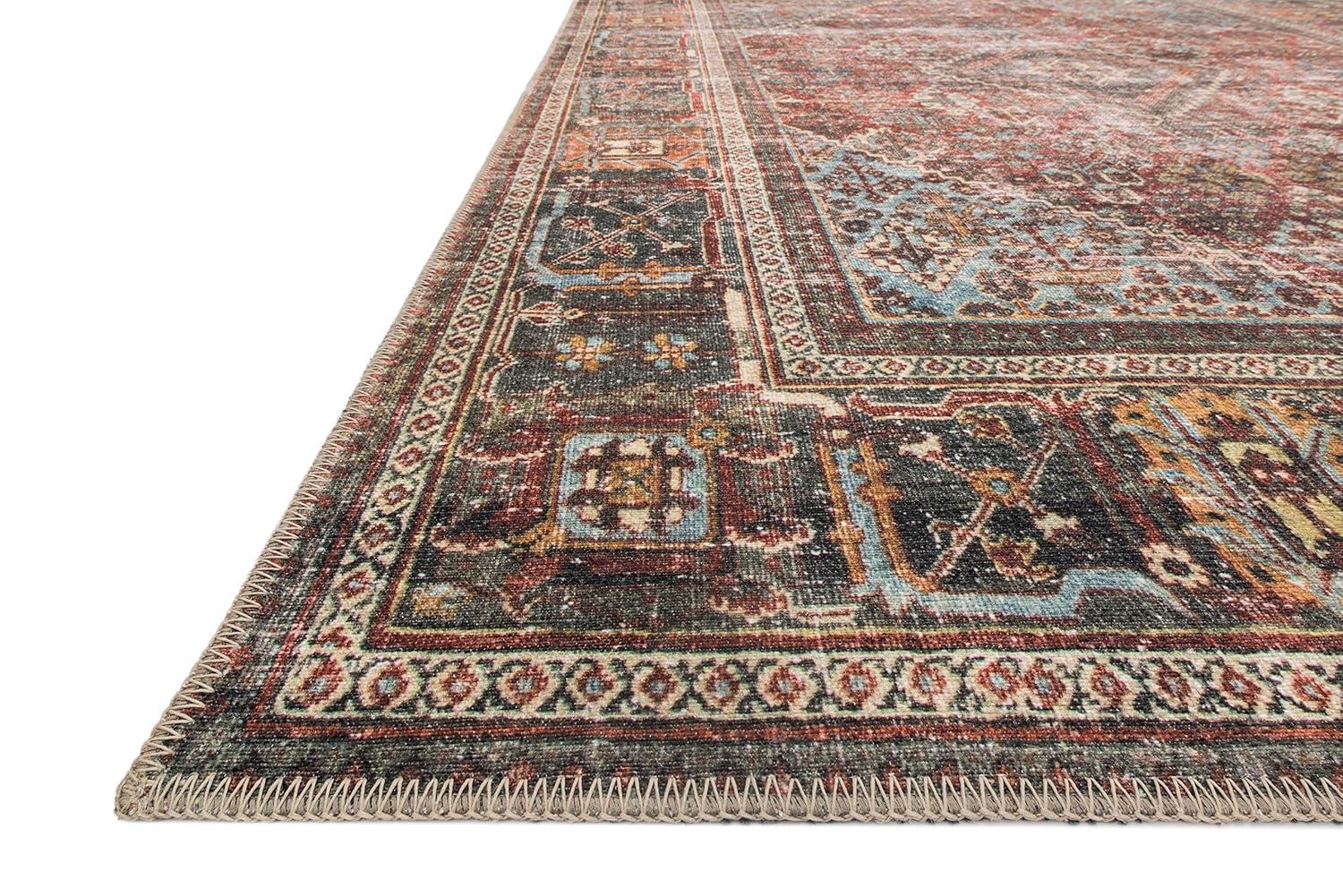 Loloi Rugs Loren 7'6" x 9'6" Printed Polyester Rug in Brick and Midnight