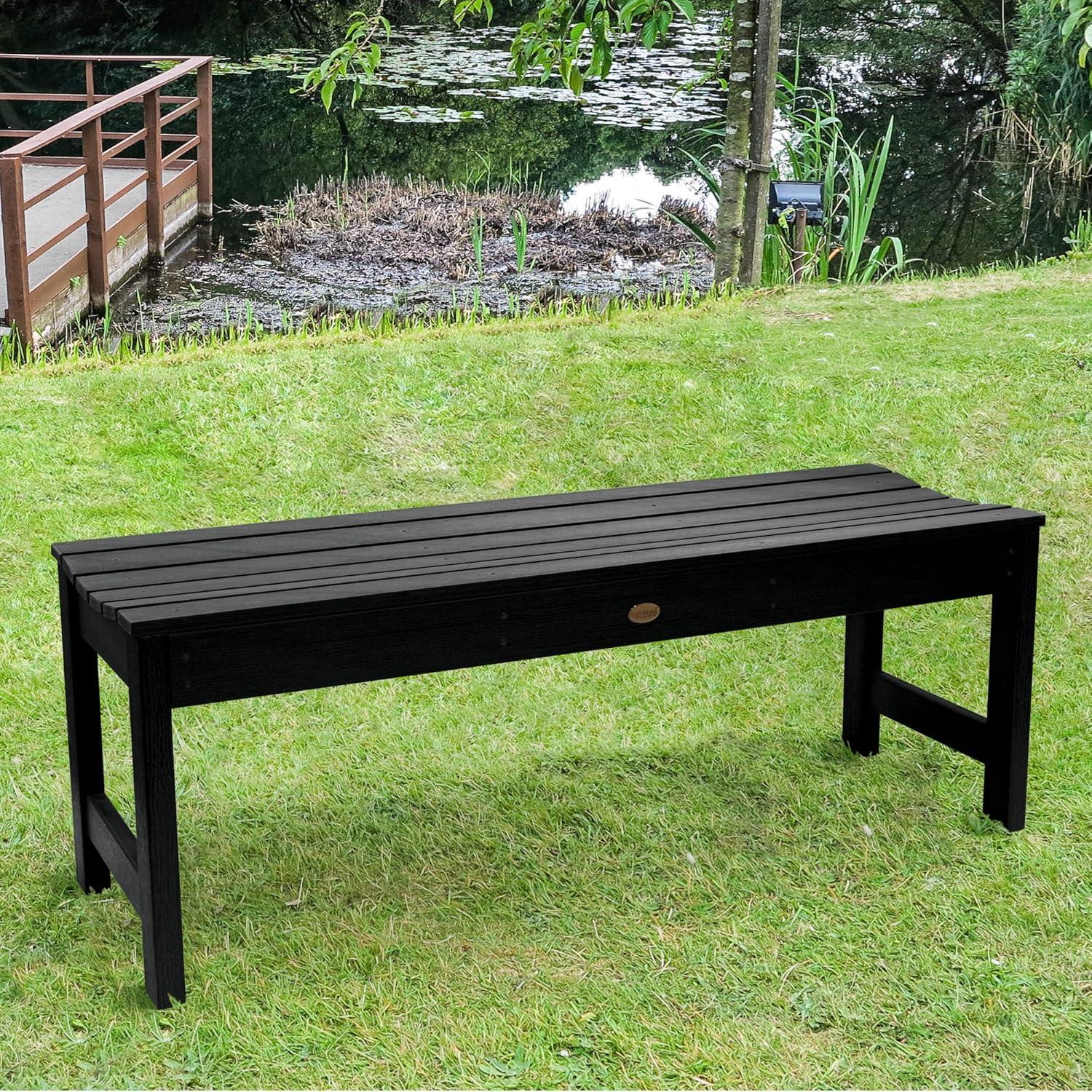 Lehigh Elegant Black Poly Lumber 49" Backless Outdoor Bench