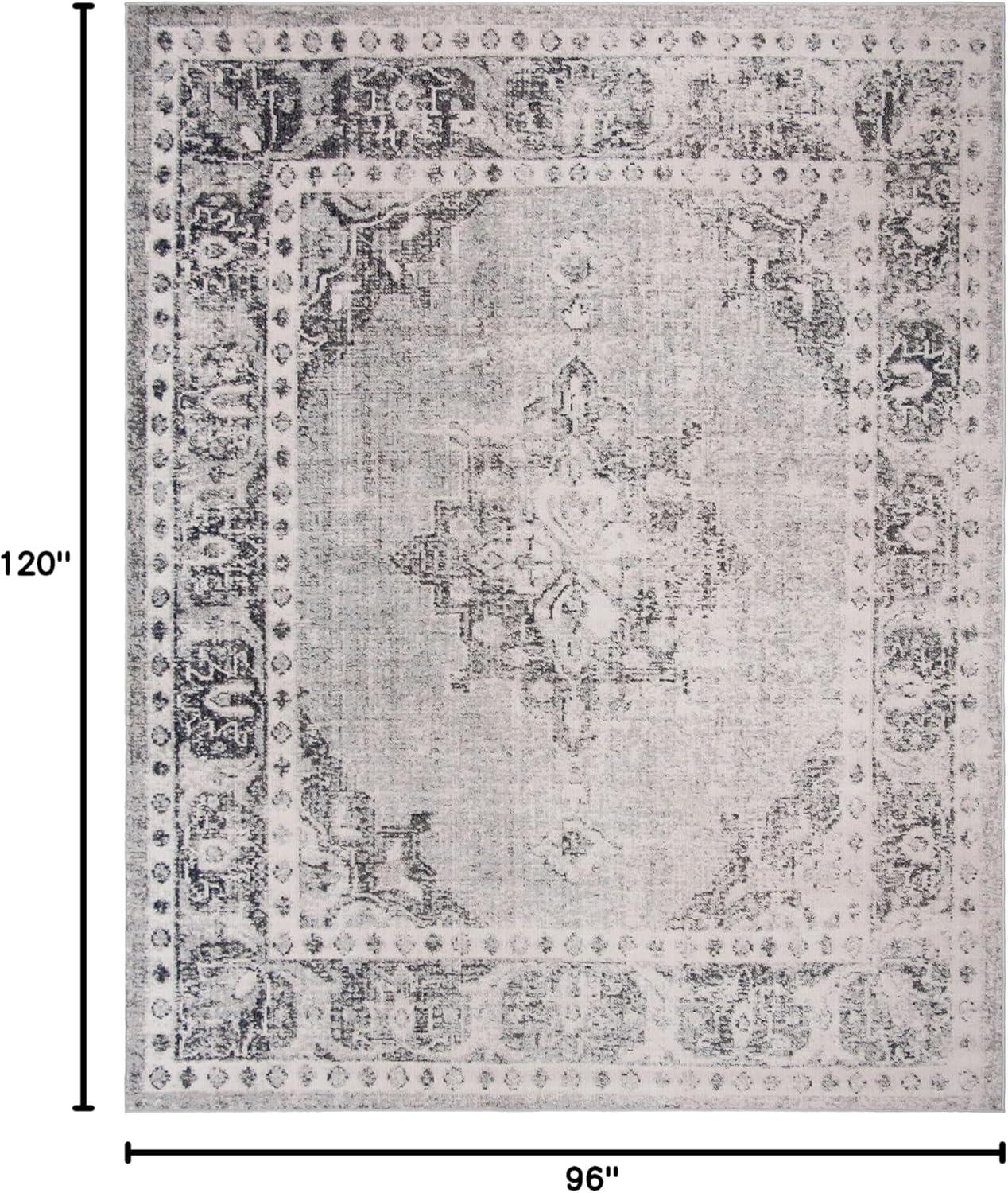 Gray Medallion 8' x 10' Easy-Care Synthetic Area Rug