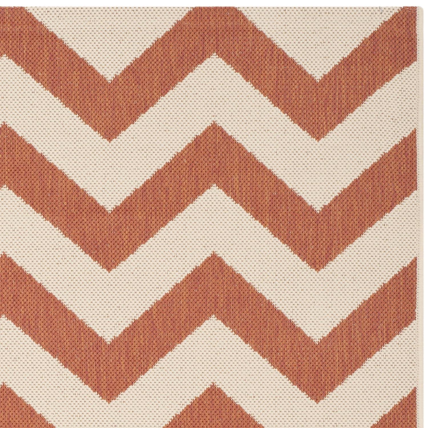 Courtyard CY6244 Power Loomed Indoor and Outdoor Area Rug - Terracotta/Beige - 5'3"x7'7" - Safavieh