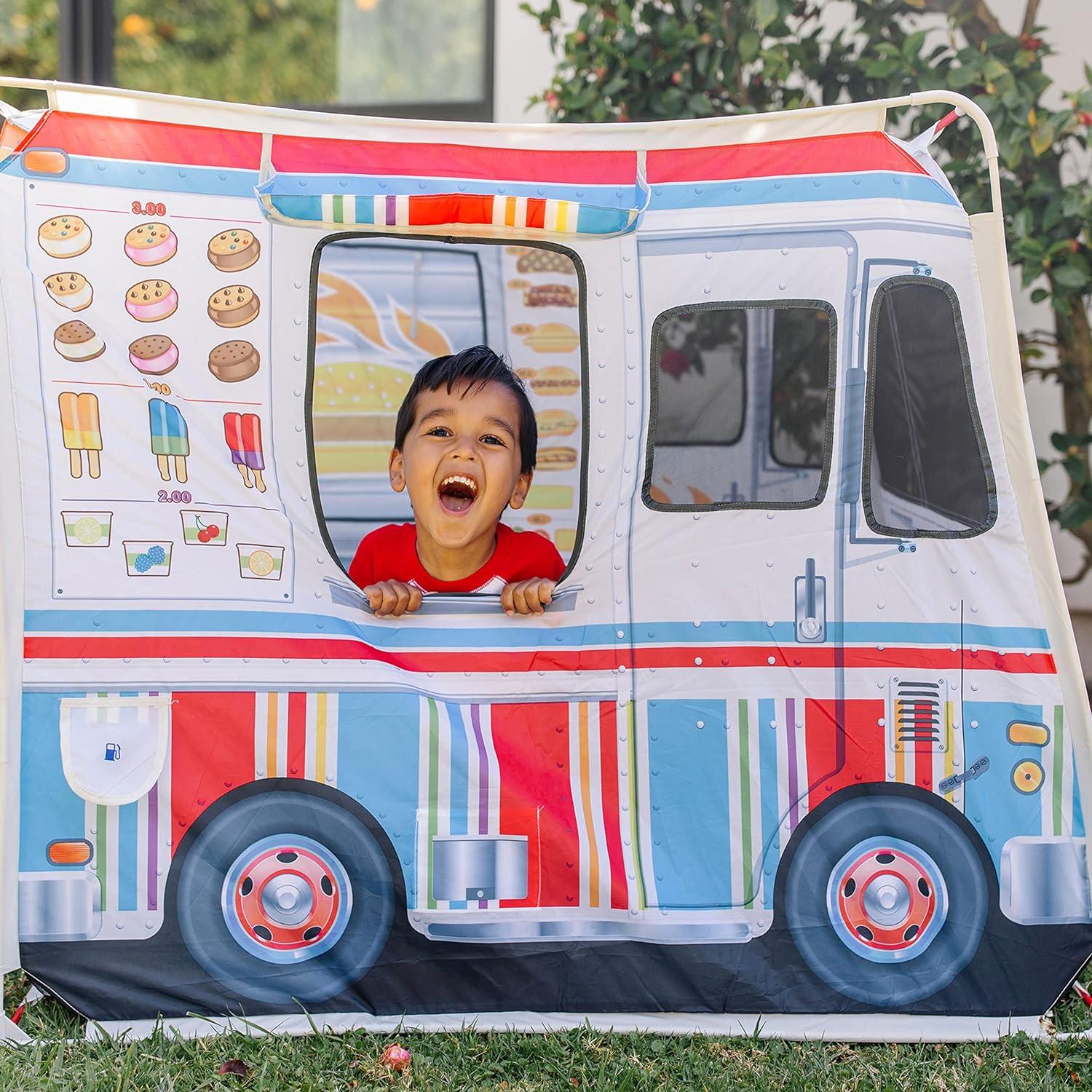 Melissa & Doug Fabric Double-Sided Food Truck Play Tent - Ice Cream And BBQ