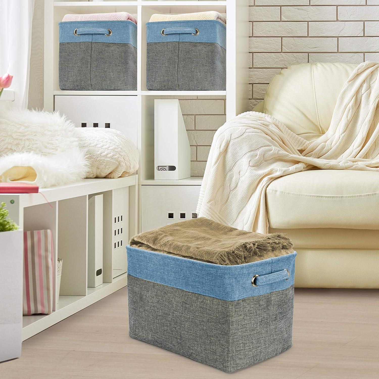 Sorbus Sorbus Fabric Storage Bins for Shelves Set of 3 - 15 Inch Sturdy Collapsible Storage Bins with 2 Handles, Foldable Baskets for Organizing Home, Closets, Shelf, Toys, Clothes, Large Decorative Storage Baskets