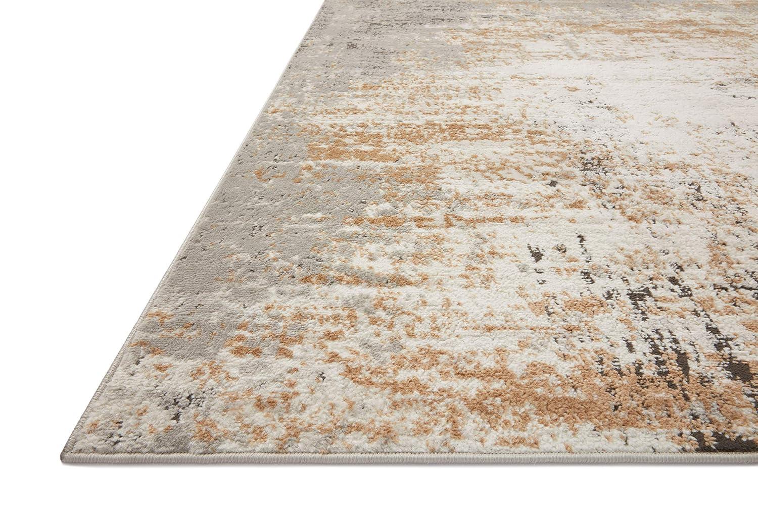 Gray and Gold Stain-Resistant Synthetic Area Rug, 11'-6" x 15'