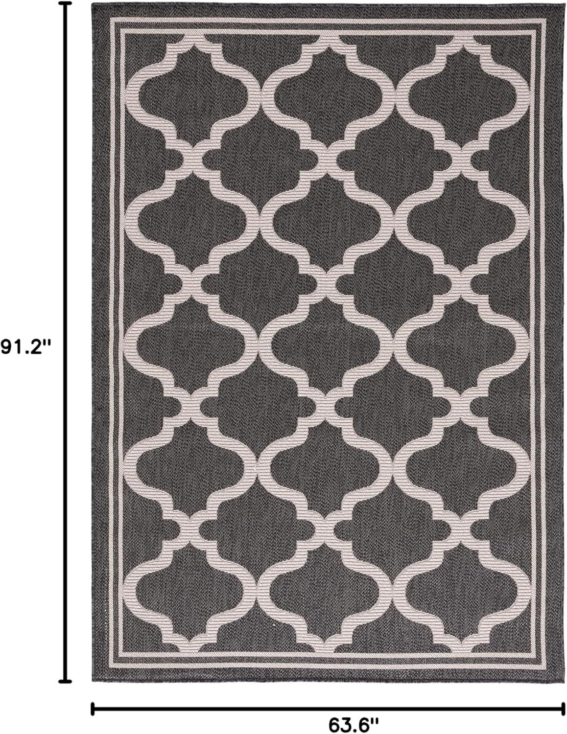 Bermuda BMU810 Power Loomed Indoor/Outdoor Machine Washable Area Rug - Charcoal/Ivory - 5'3"x7'6" - Safavieh