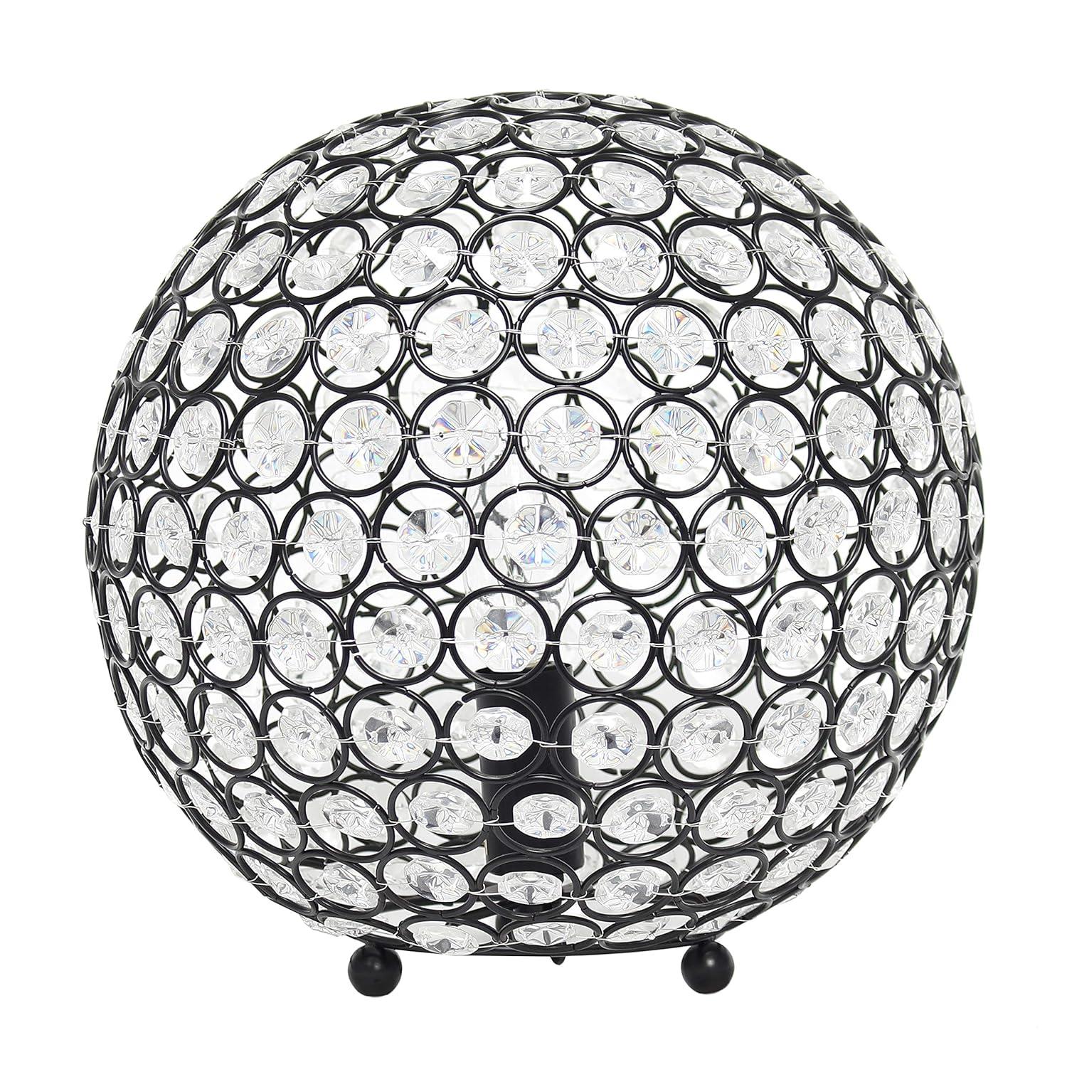 10" Elipse Crystal Ball Sequin Table Lamp Bronze - Elegant Designs: UL Listed, No Assembly Required, Metal & Crystal Shade