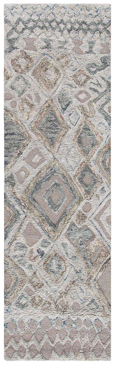 Casablanca Shag CSB618 Hand Tufted Indoor Runner Rug - Grey/Olive - 2'3"x8' - Safavieh