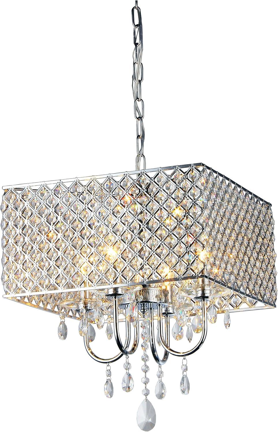 Royal 17" Chrome and Crystal Drum Chandelier