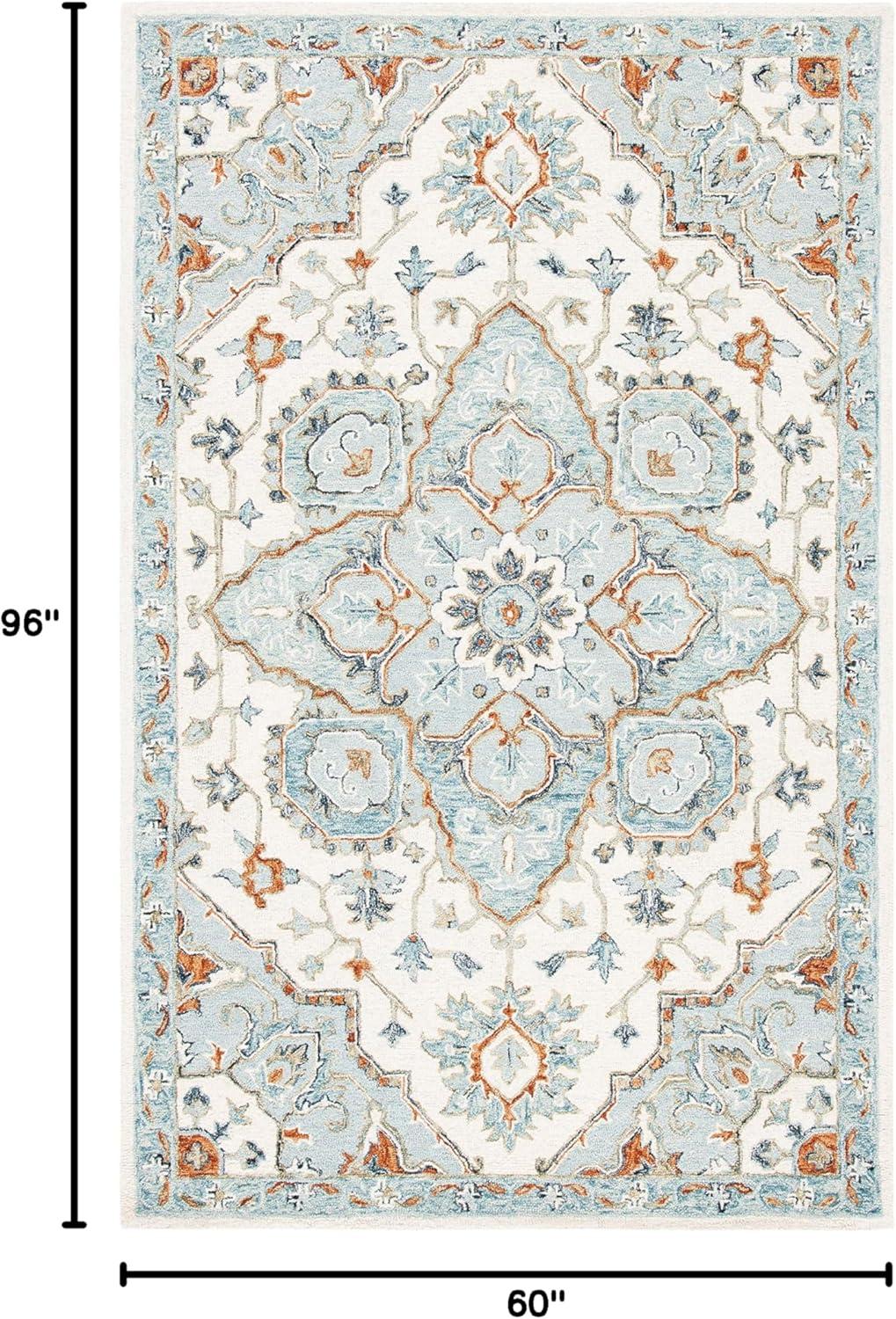 SAFAVIEH Heritage Kagan Oriental Area Rug, Ivory/Blue, 5' x 8'