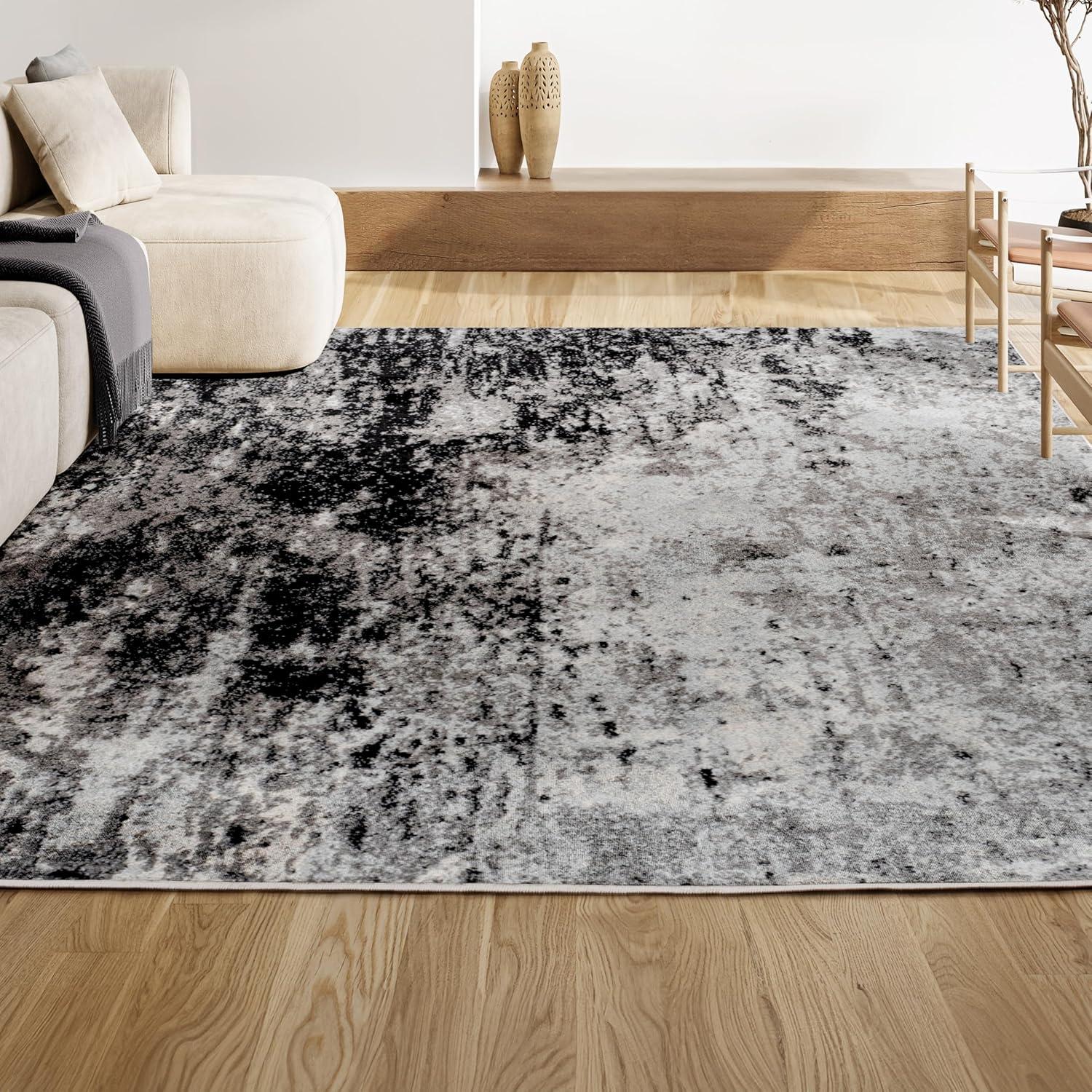 3'x5' Storm Modern Abstract Area Rug, Gray/Cream - JONATHAN Y